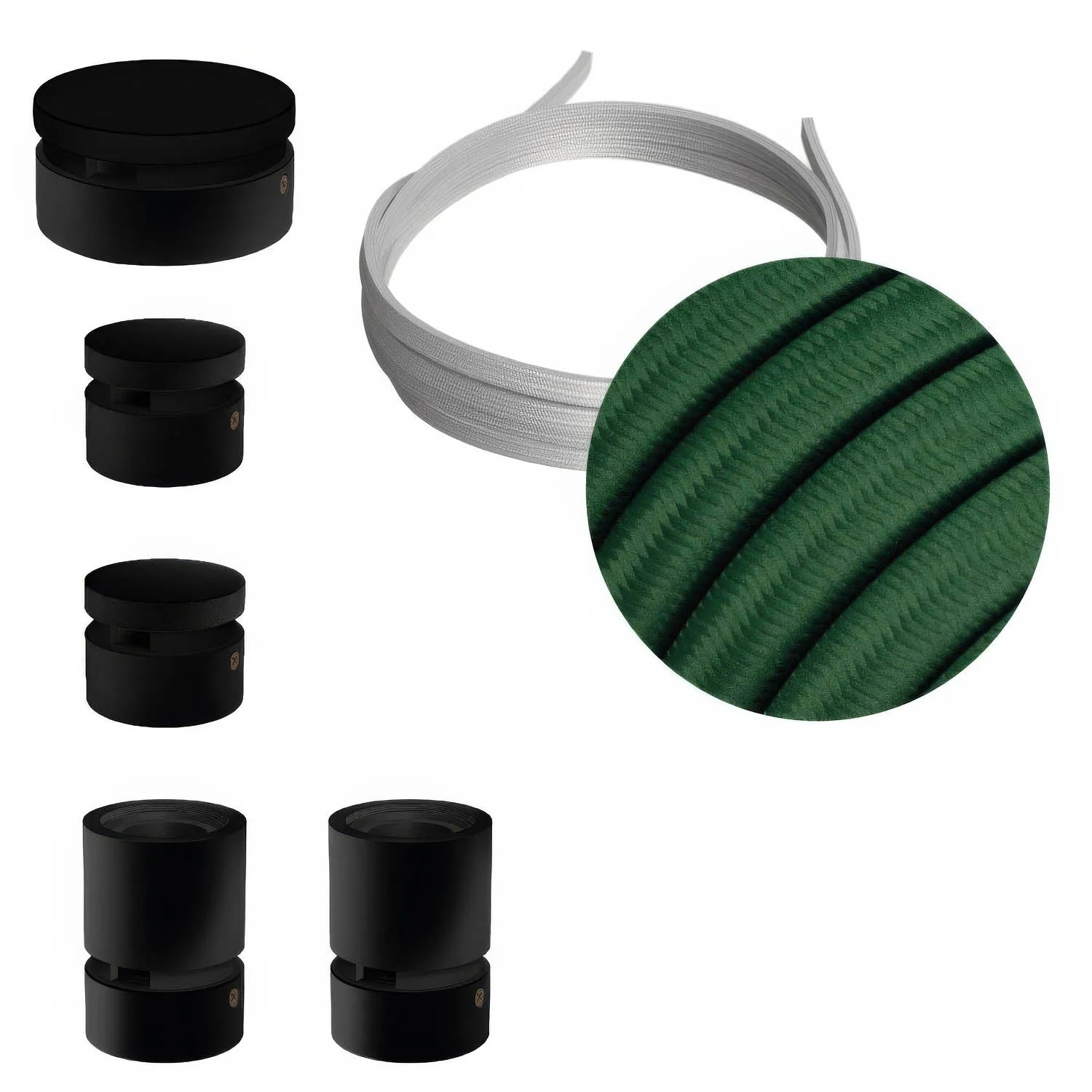 Filé Wiggle Kit System - with 3 m CM21 cable for string light and 5 black-painted wooden components for interiors