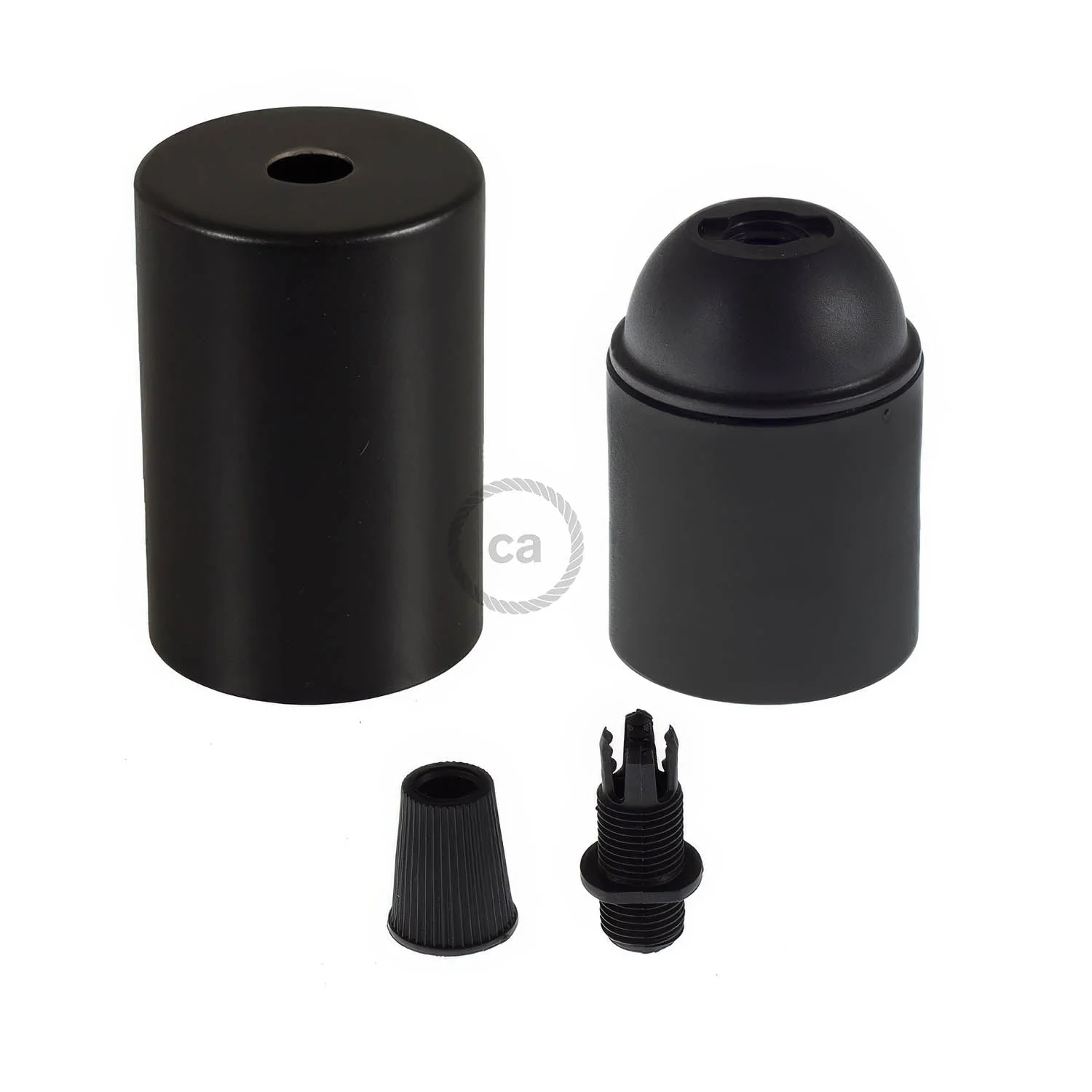 Flat Top Metal UL E26 light bulb socket kit - Black - Image 2