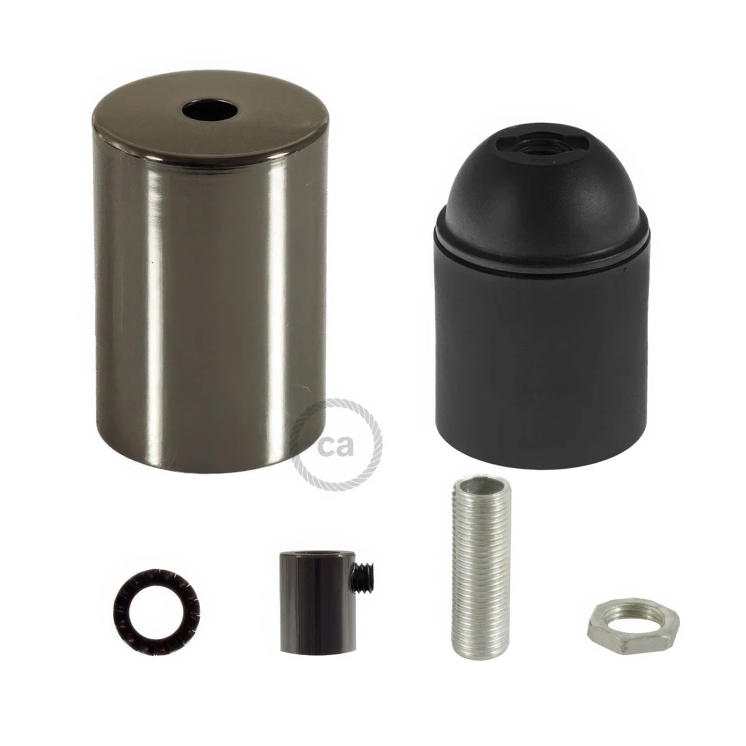 Flat Top Metal UL E26 light bulb socket kit - Black Pearl - Image 5