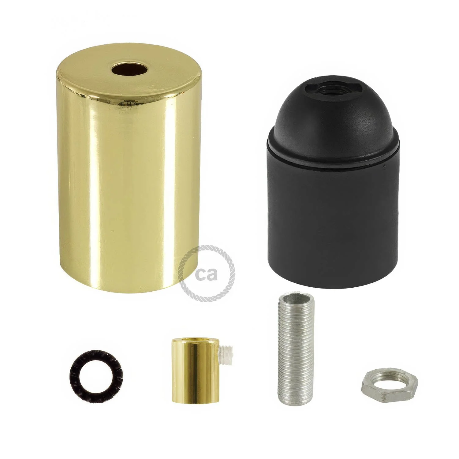 Flat Top Metal UL E26 light bulb socket kit – Brass - Image 5