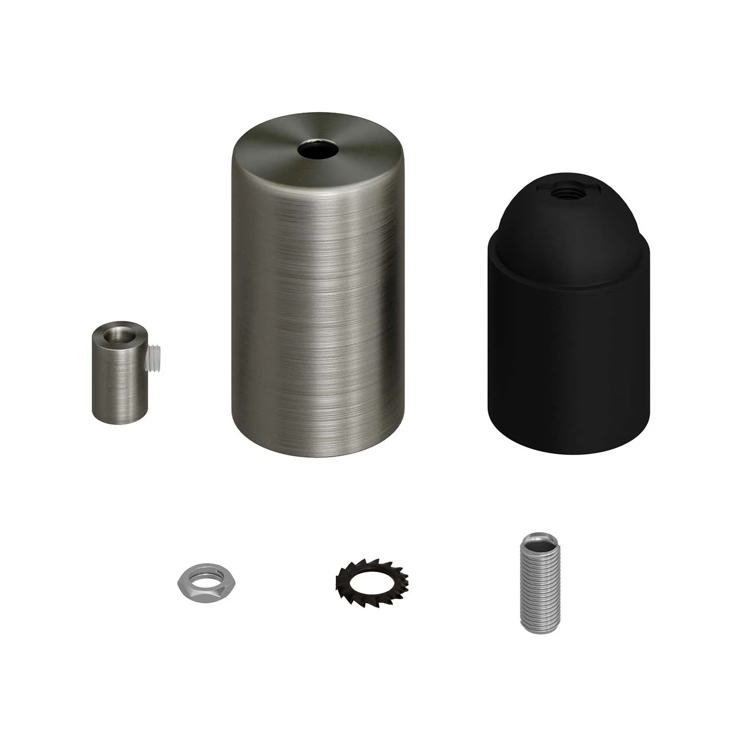 Flat Top Metal UL E26 Light Bulb Socket Kit - Brushed Titanium - Image 5