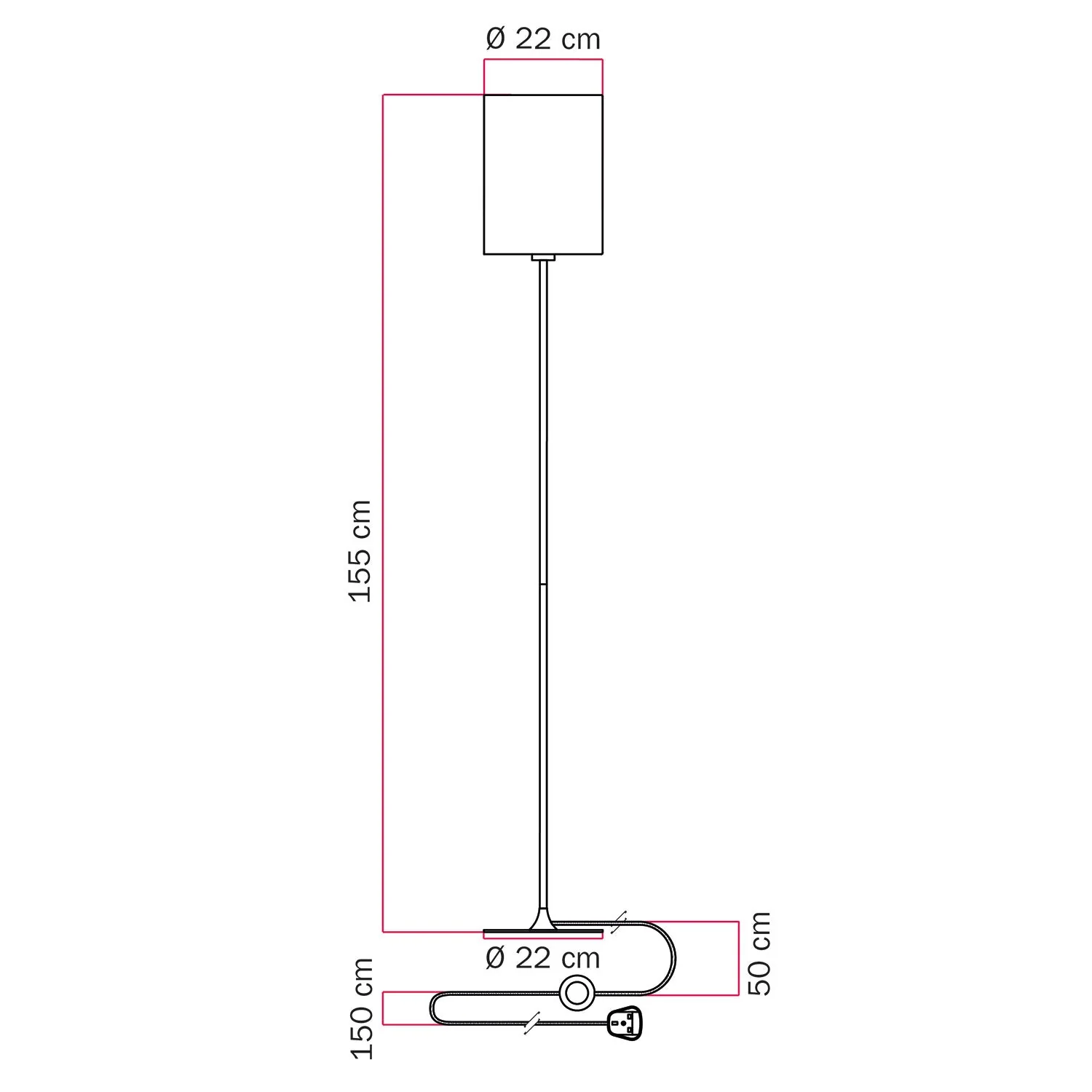 MAG-Y floor lamp with round metal base, Cilindro M lampshade and UK plug - Satin bronze - Image 5