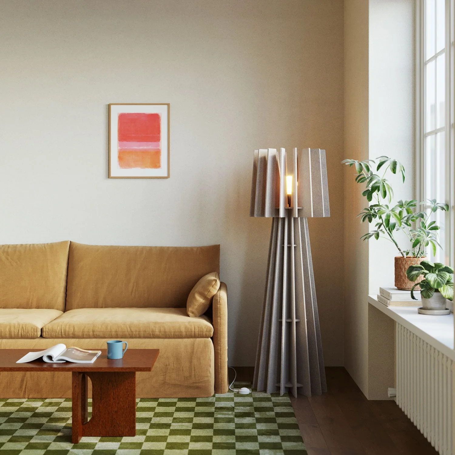 SHHINE floor lamp frame in sound-absorbing material - Dove grey mélange - Image 2