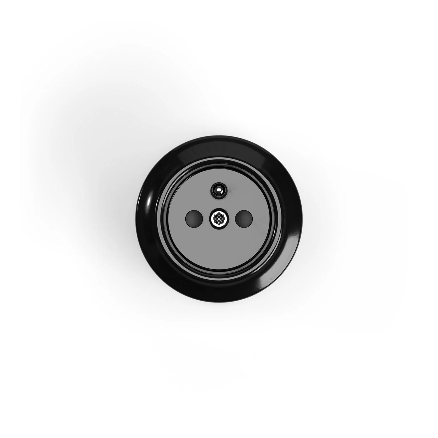 French type porcelain wall socket - Black - Image 3