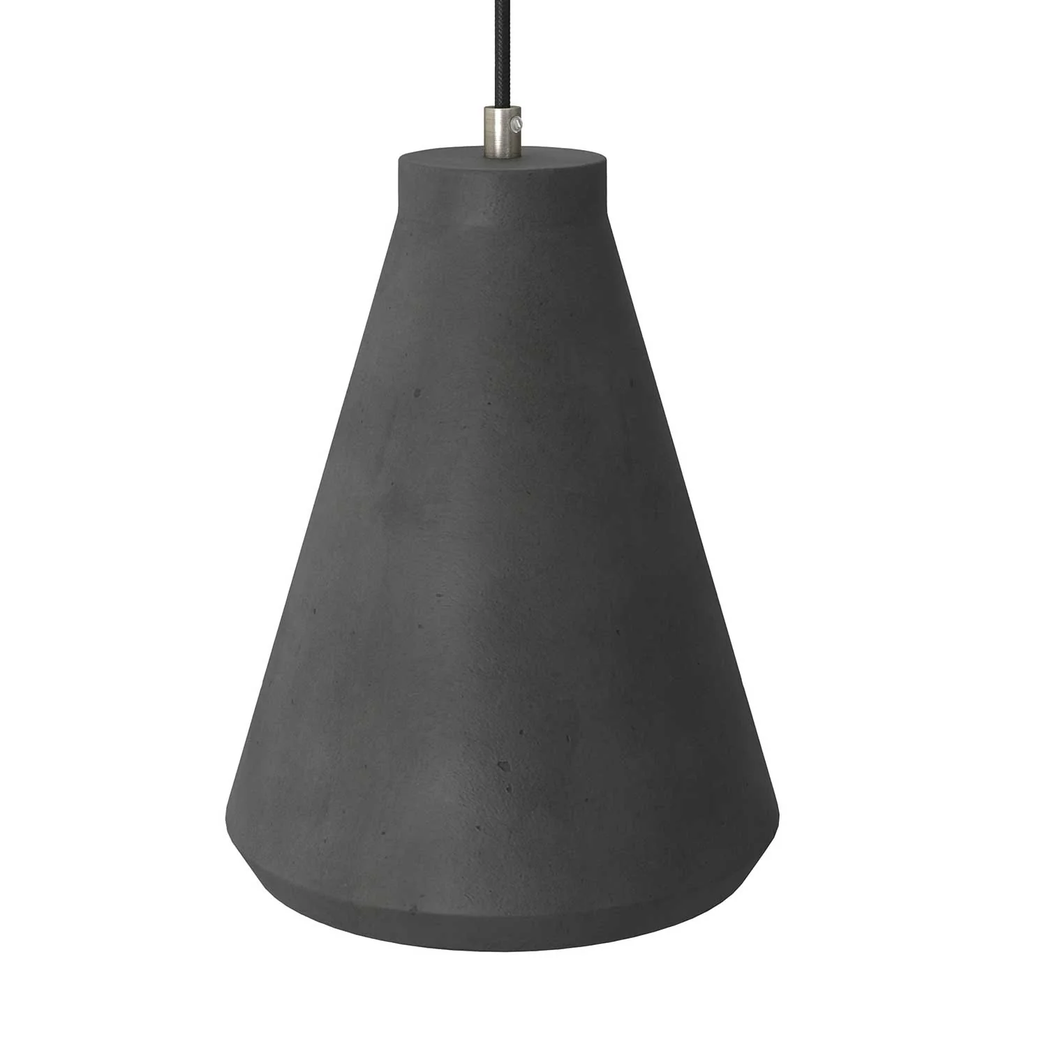 Funnel cement lampshade for pendant light, with cable clamp and E26 socket - Dark cement