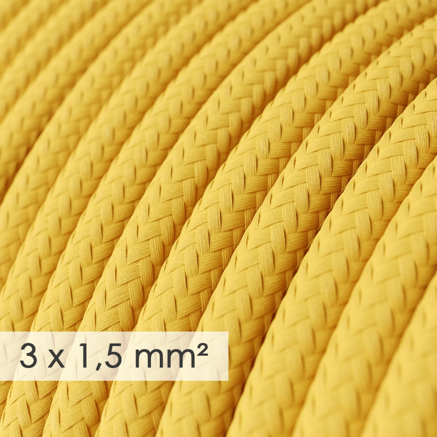 German multi-socket with glossy yellow fabric cord and Schuko plug with comfort ring - Image 2