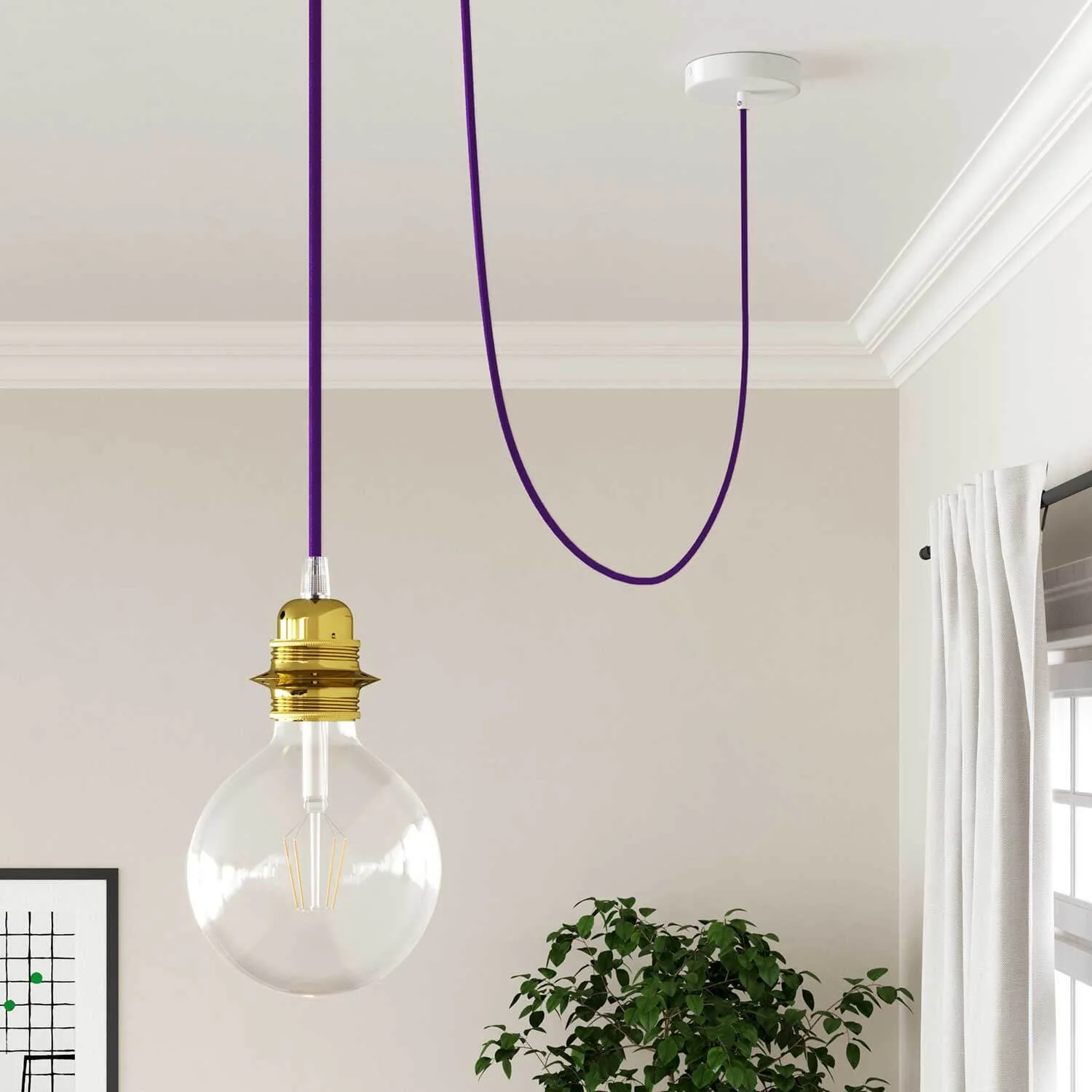 Electric cable with glossy Imperial Purple coating - The Original Creative Cables, the right choice for exclusive lamps - RM14 - Image 4