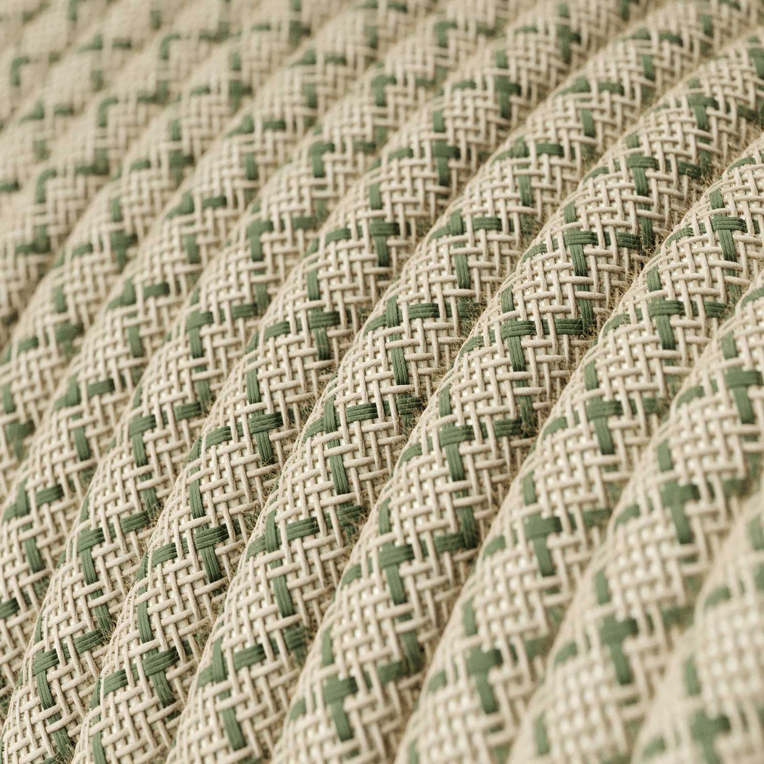 Green Thyme and Beige Losanga fabric cable - The Original Creative Cables, for unique lighting decorations - RD62 - Image 2