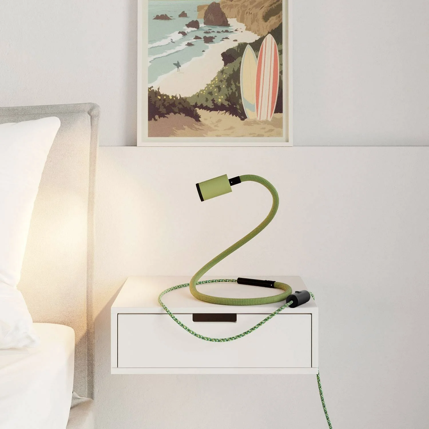 GU1d-one Pastel Adjustable lamp without base with mini LED spotlight and UK plug - Meadow Green - Image 2