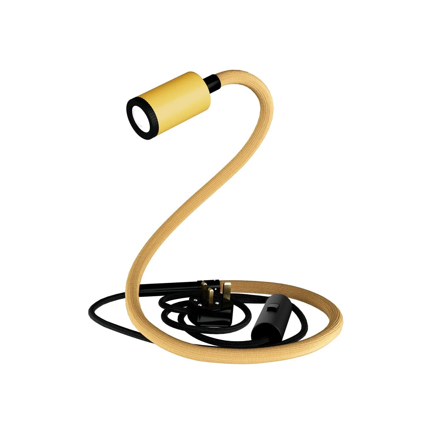 GU1d-one Pastel Adjustable lamp without base with mini LED spotlight and UK plug - Mustard