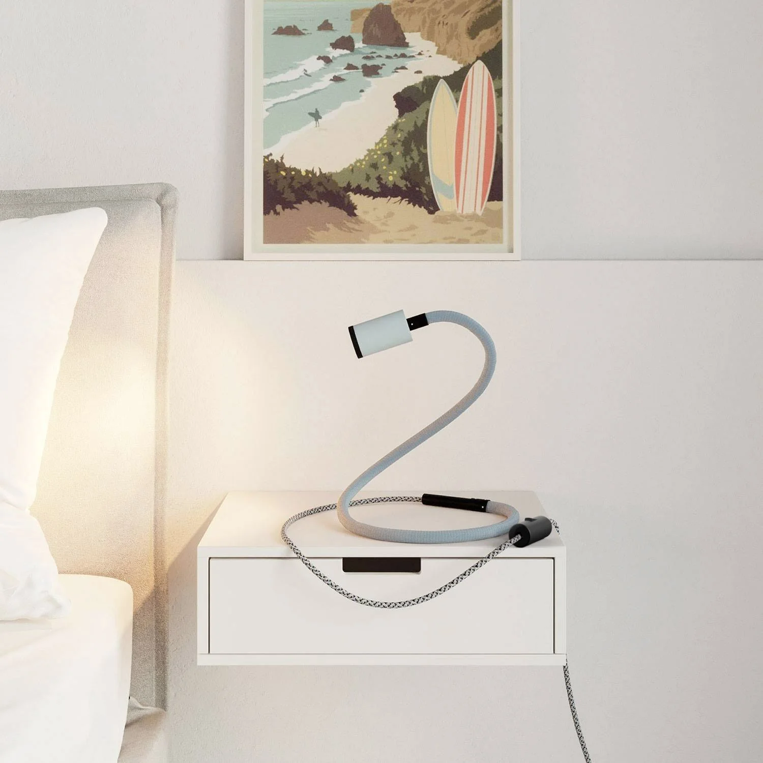 GU1d-one Pastel Adjustable lamp without base with mini LED spotlight and UK plug - Powder blue - Image 2