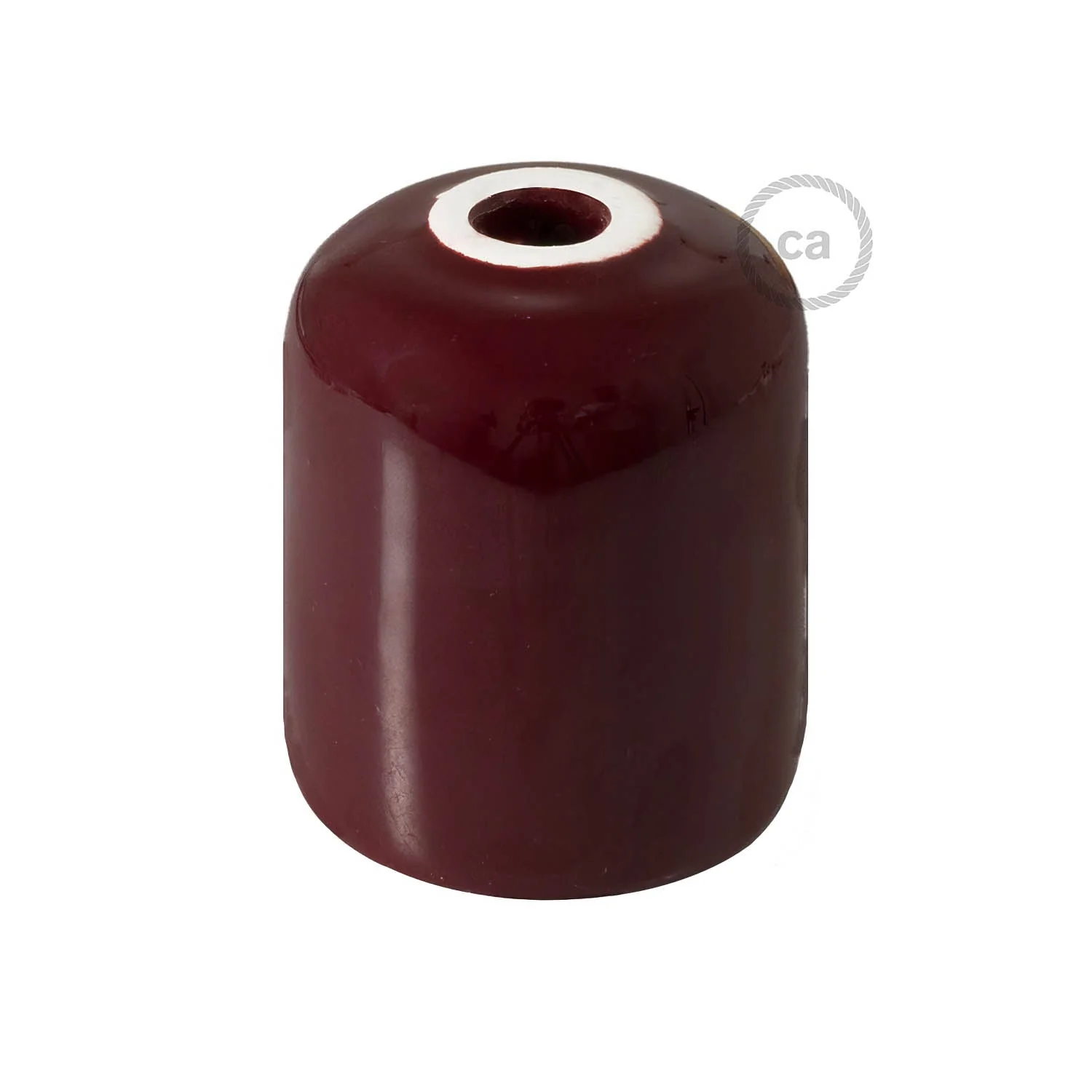 Handmade Ceramic E26 light bulb socket kit - Burgundy - Image 3
