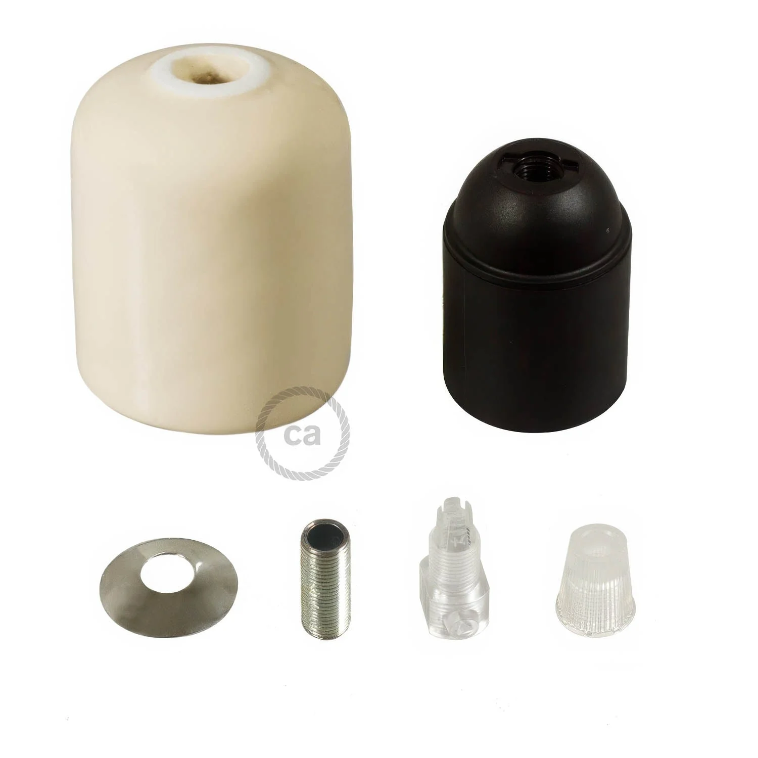 Handmade ceramic E26 light bulb socket kit - Ivory - Image 2