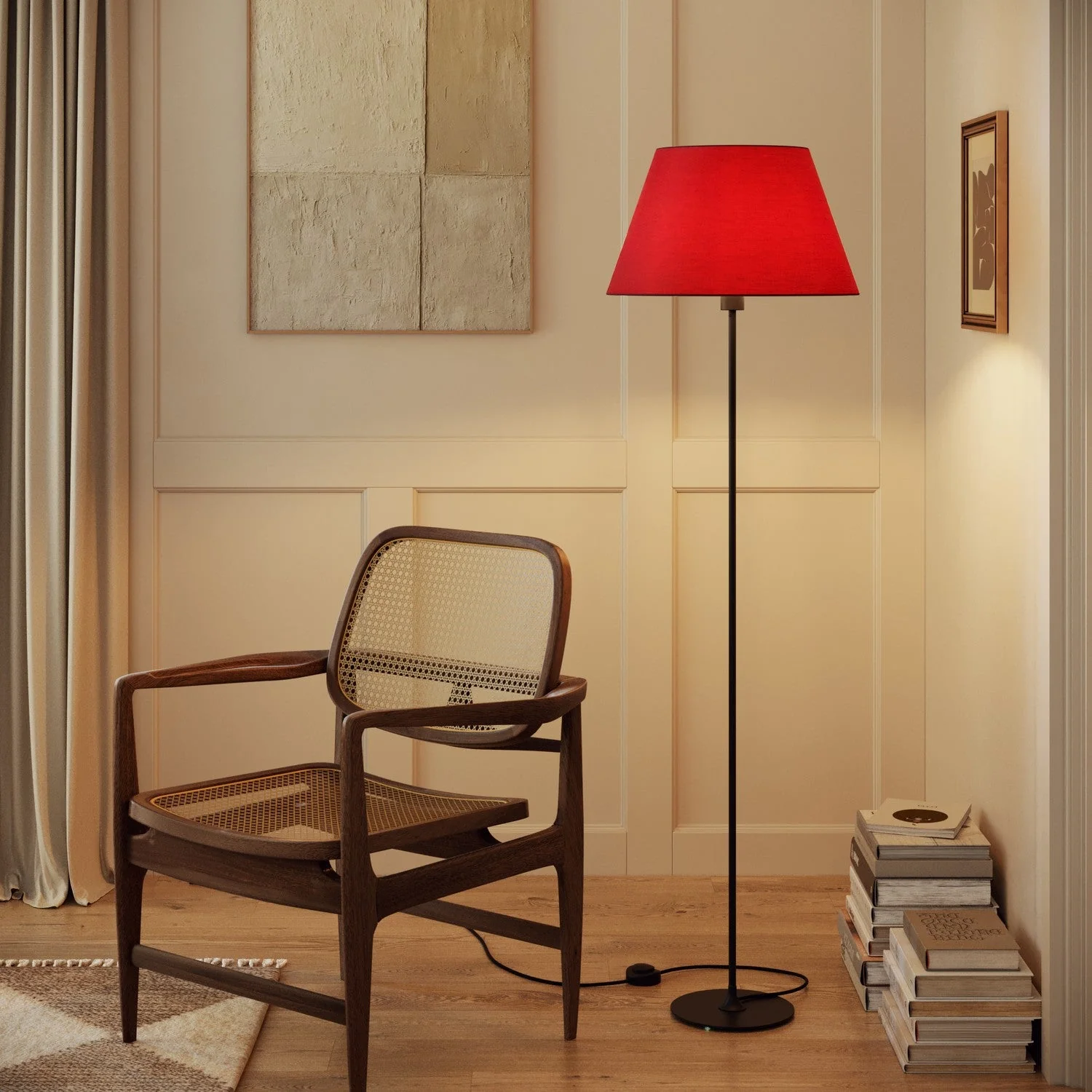 Impero L Lampshade for table lamp or wall sconce with E27 fitting - Made in Italy - Red Fabric - Image 2