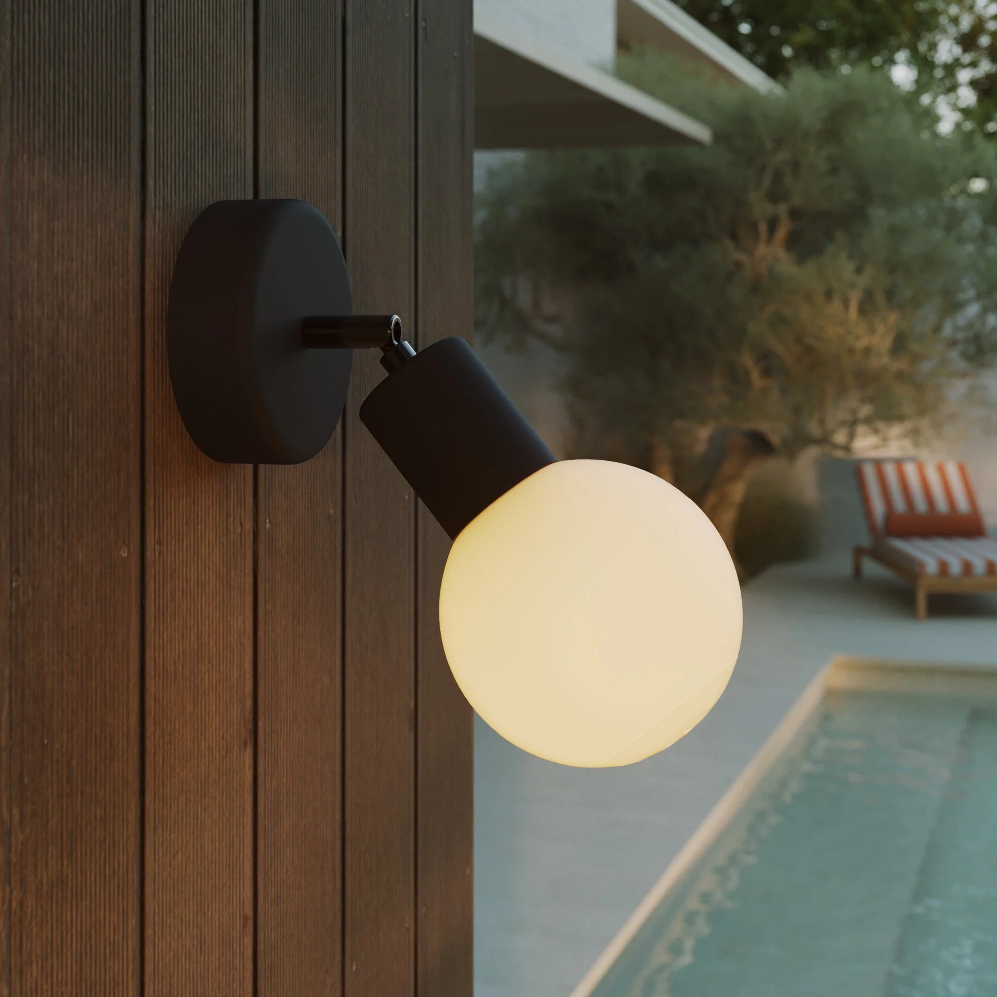 IP65 Modulair Outdoor Wall Light with Adjustable Joint and Unbreak-a-Ball Shatterproof Sphere Shade - Black - Image 3