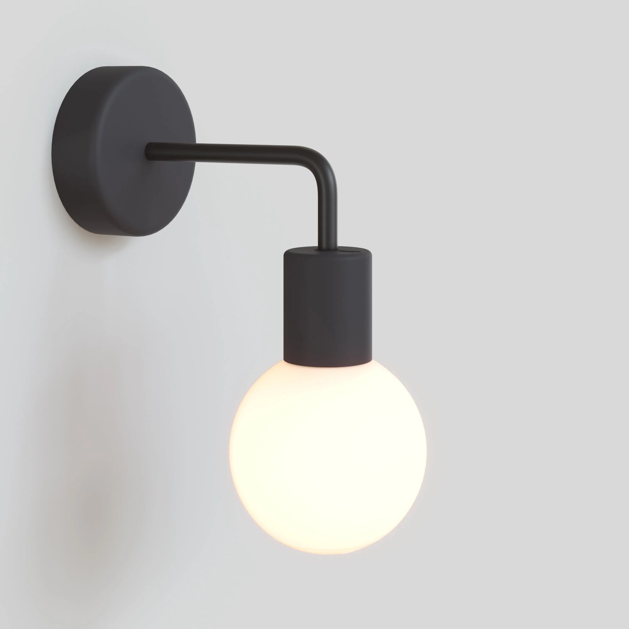 IP65 Modulair Outdoor Wall Light with L-Shaped Extension and Unbreak-a-Ball Shatterproof Sphere Shade - Black
