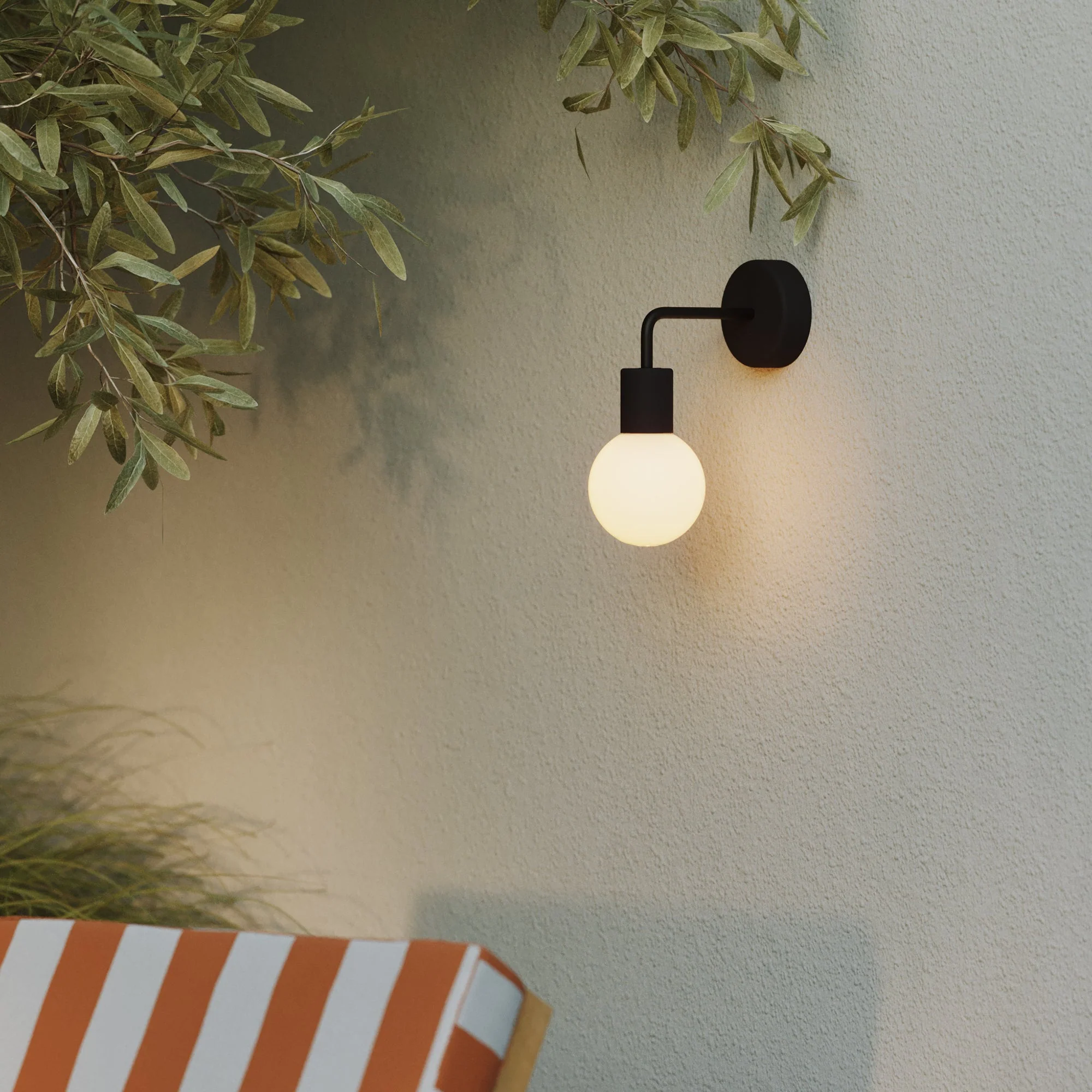 IP65 Modulair Outdoor Wall Light with L-Shaped Extension and Unbreak-a-Ball Shatterproof Sphere Shade - Black - Image 2