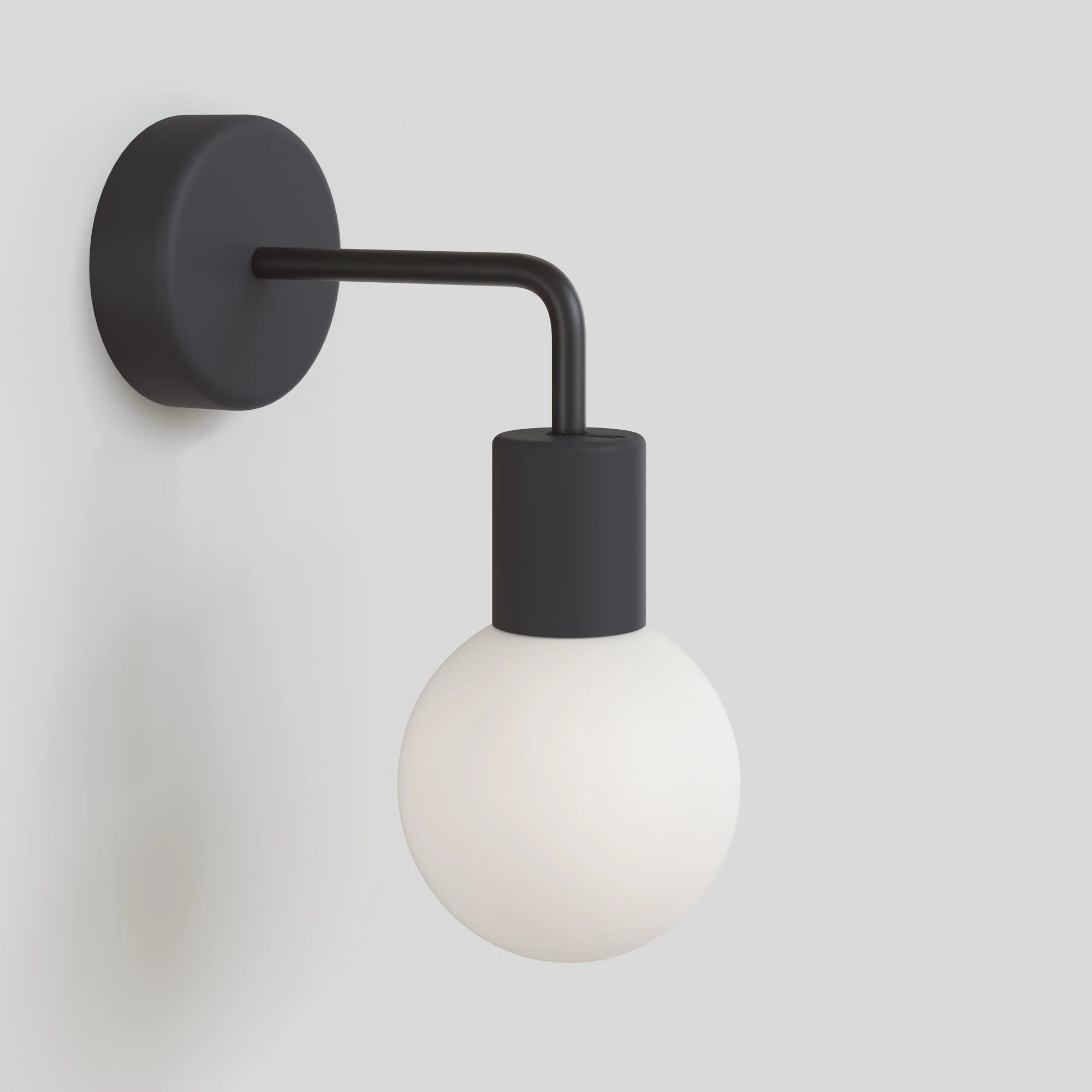 IP65 Modulair Outdoor Wall Light with L-Shaped Extension and Unbreak-a-Ball Shatterproof Sphere Shade - Black - Image 4