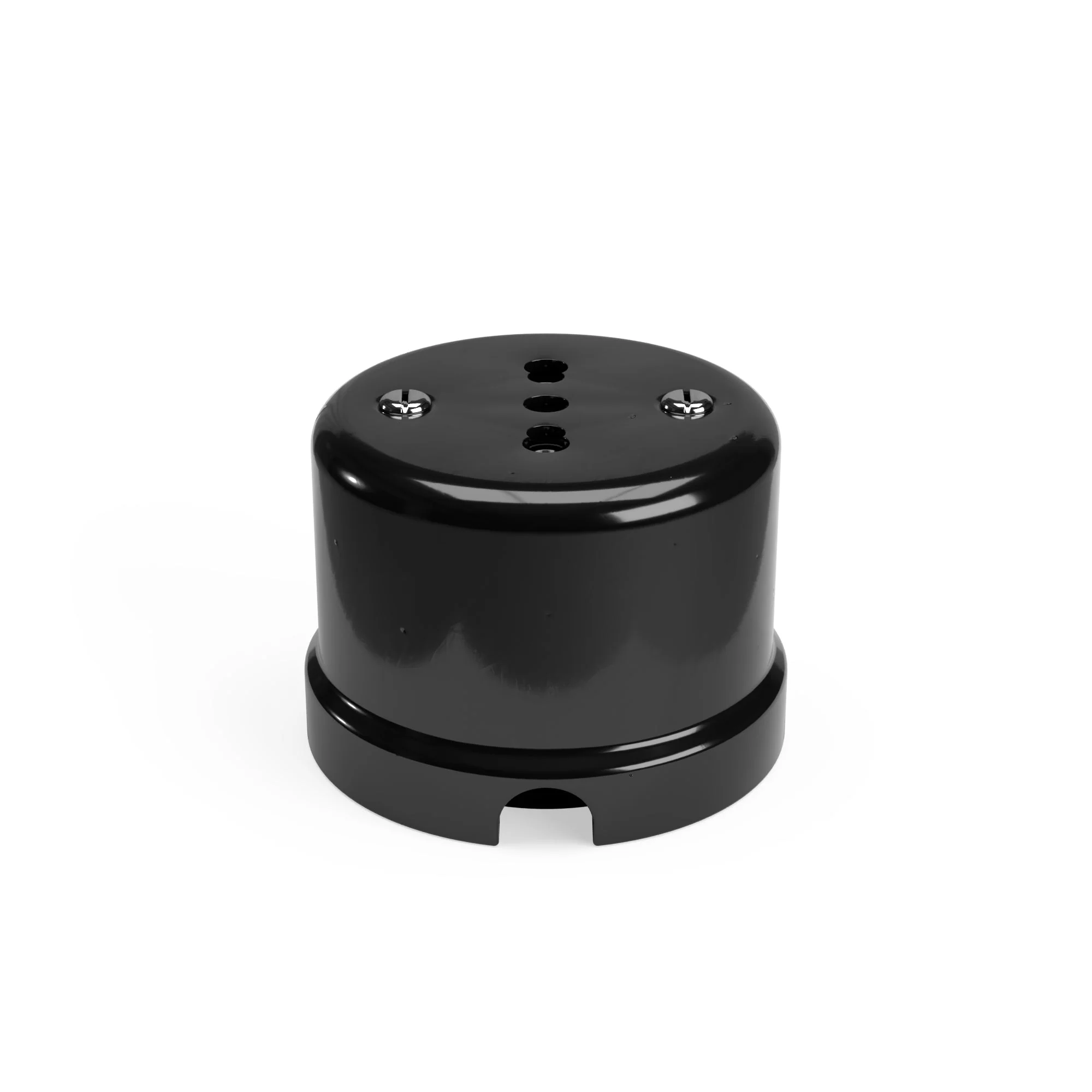 Italian bipasso wall socket 10/16A in porcelain - Black - Image 2