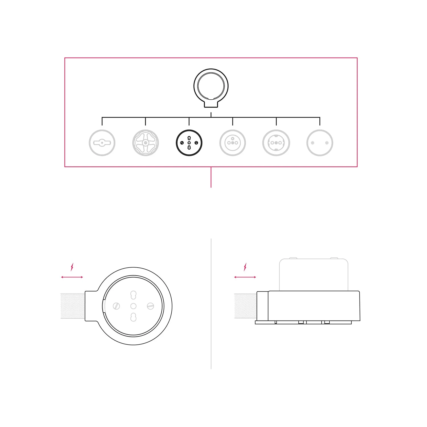 Italian bipasso 10/16A wall socket kit and base for Creative-Tubes in porcelain - Black - Image 7