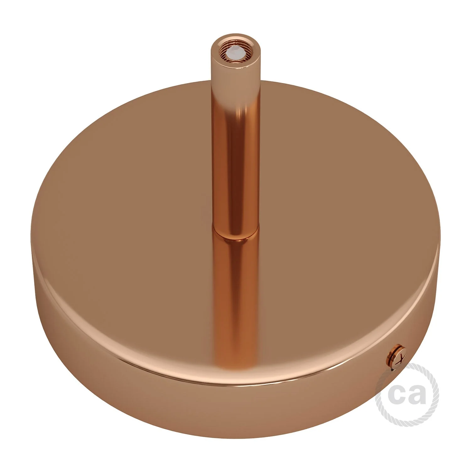 Cylindrical metal ceiling rose kit with 7 cm Cable Clamp - Copper - Image 2