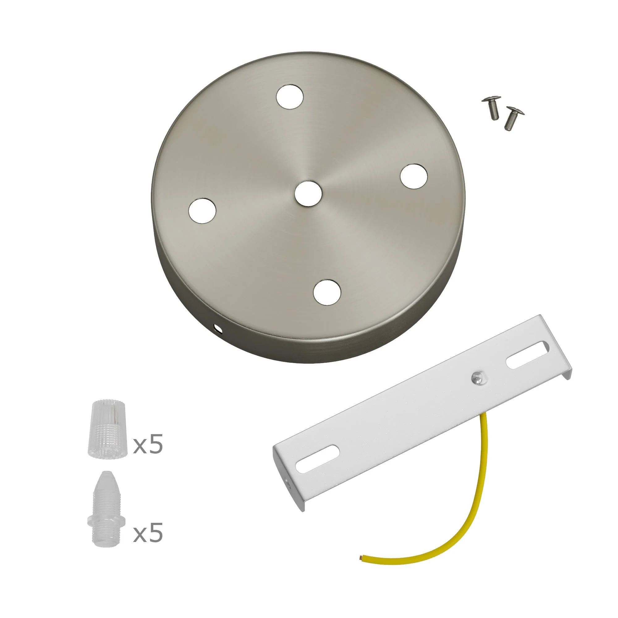 5-hole cylindrical metal ceiling rose kit - Satin titanium - Image 3