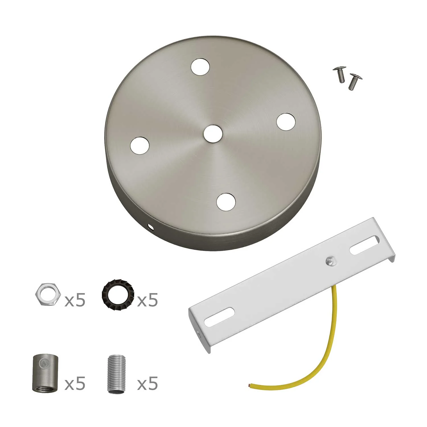 5-hole cylindrical metal ceiling rose kit - Satin titanium - Image 7