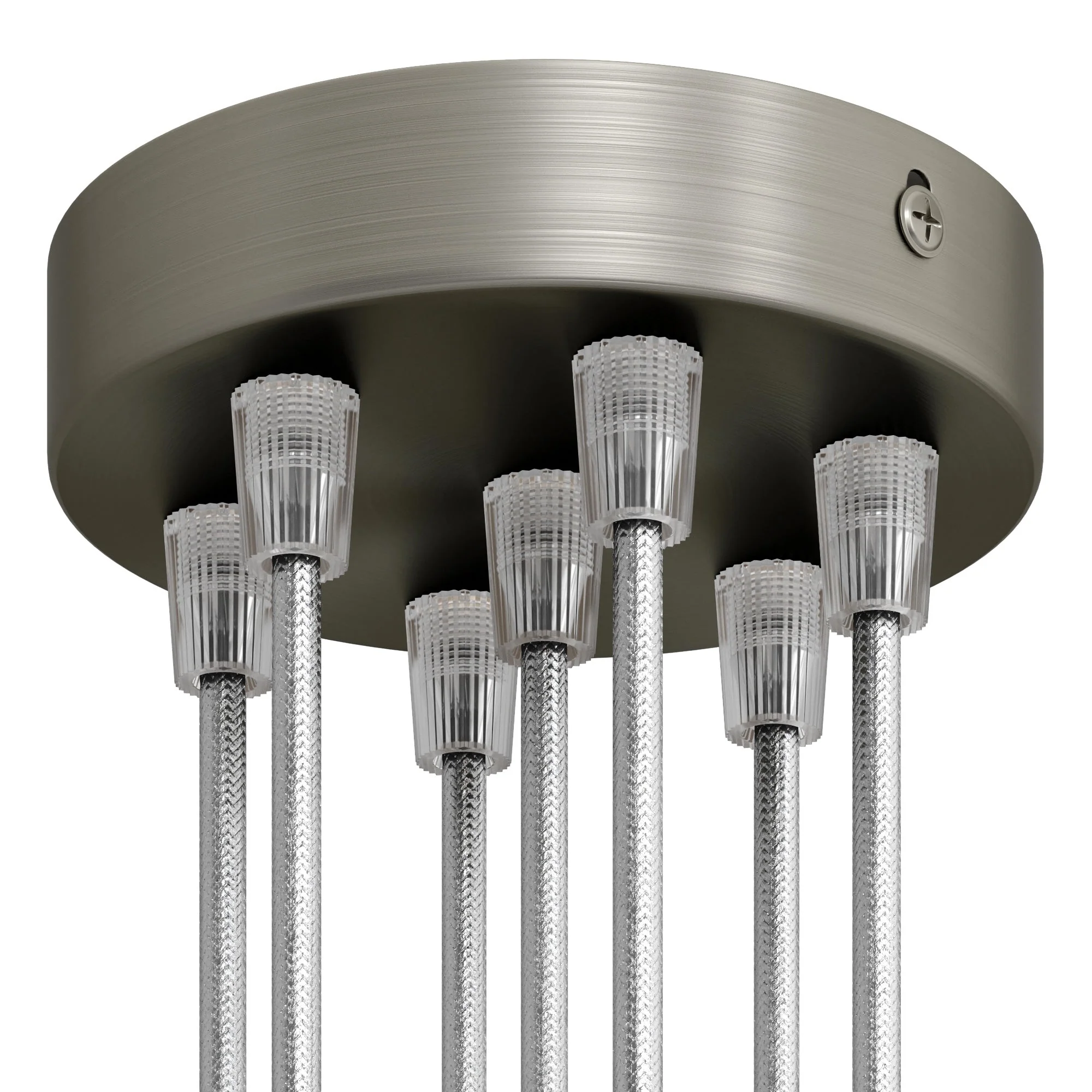 Cylindrical metal ceiling rose kit with 7 holes - Satin titanium