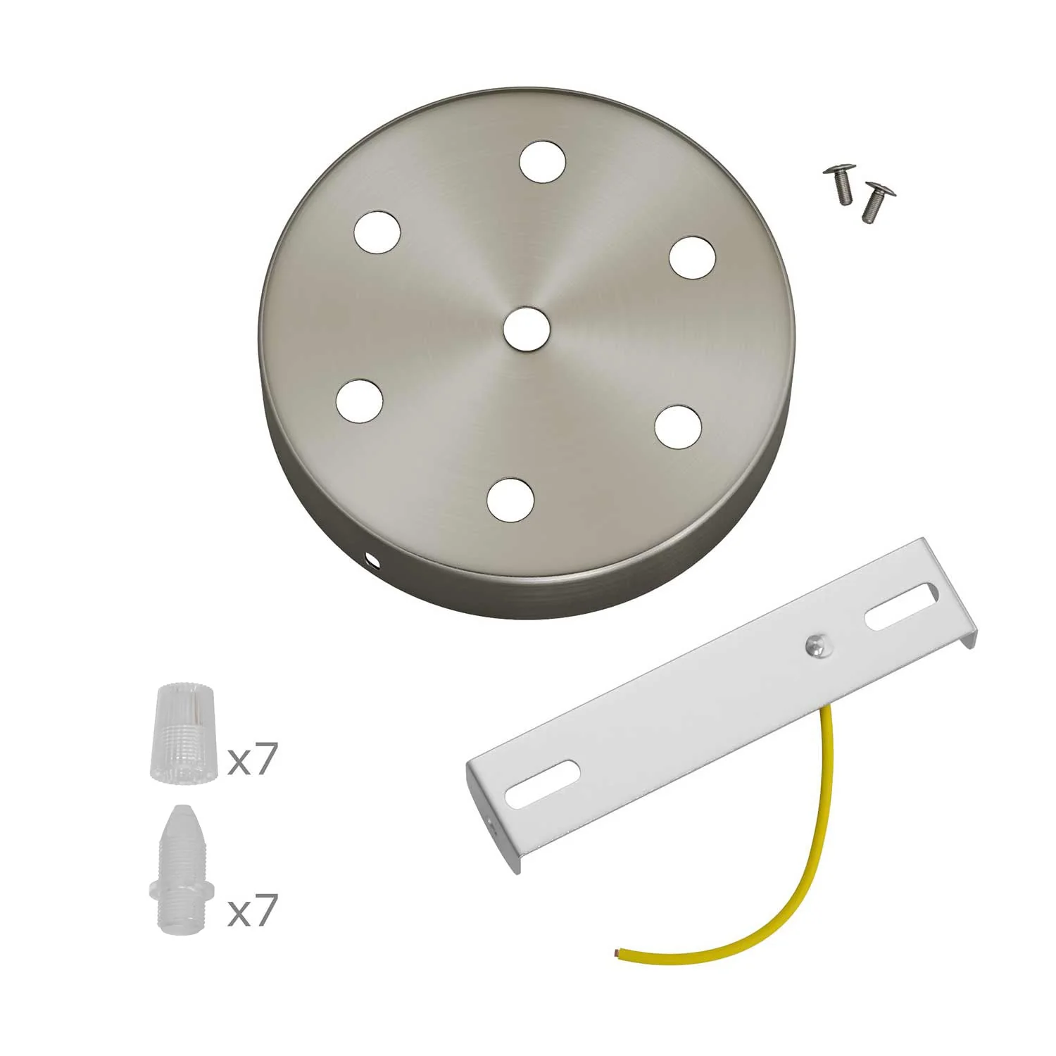 Cylindrical metal ceiling rose kit with 7 holes - Satin titanium - Image 3