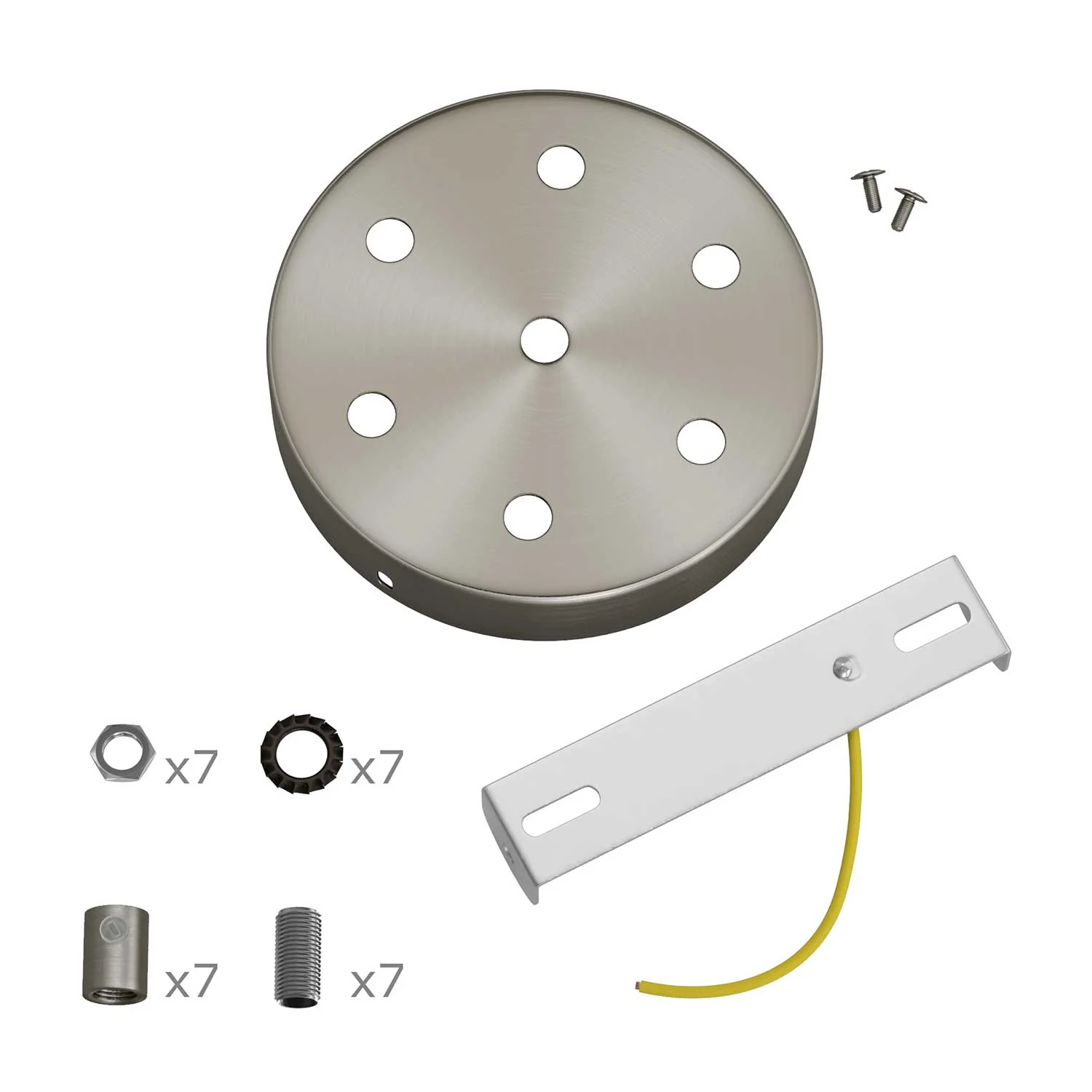 Cylindrical metal ceiling rose kit with 7 holes - Satin titanium - Image 8