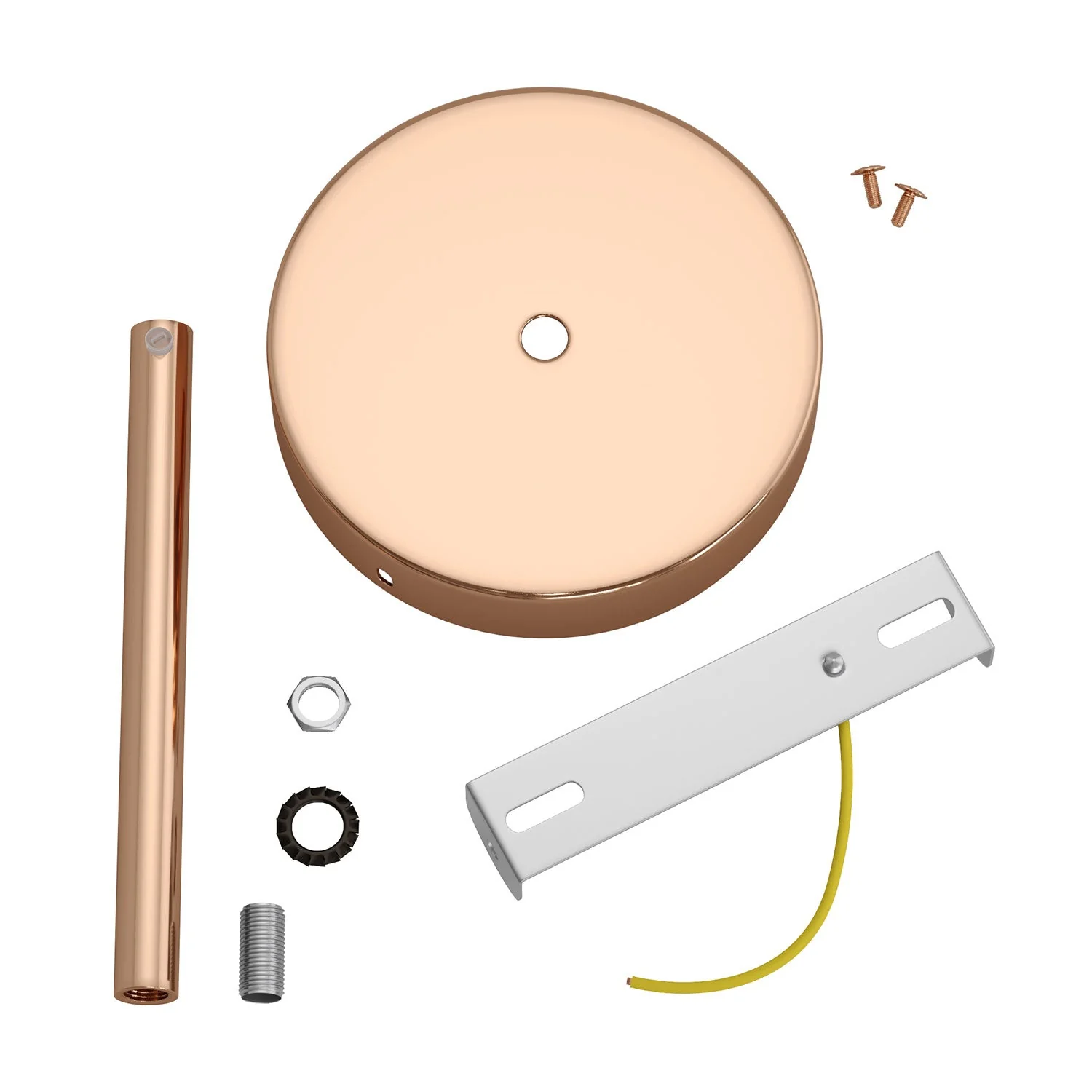 Cylindrical metal ceiling rose kit with 15 cm cable clamp - Copper - Image 3