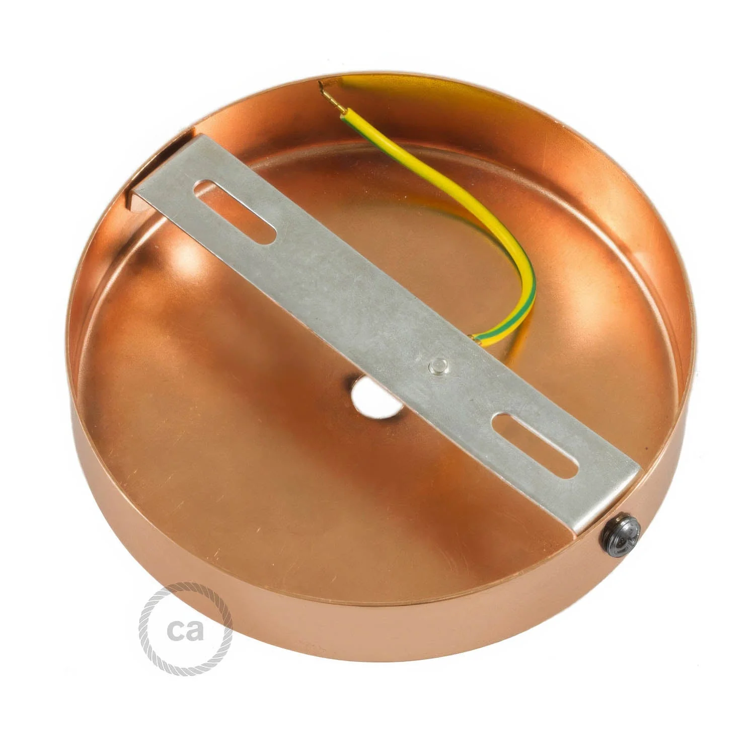 Cylindrical metal ceiling rose kit with 15 cm cable clamp - Copper - Image 4