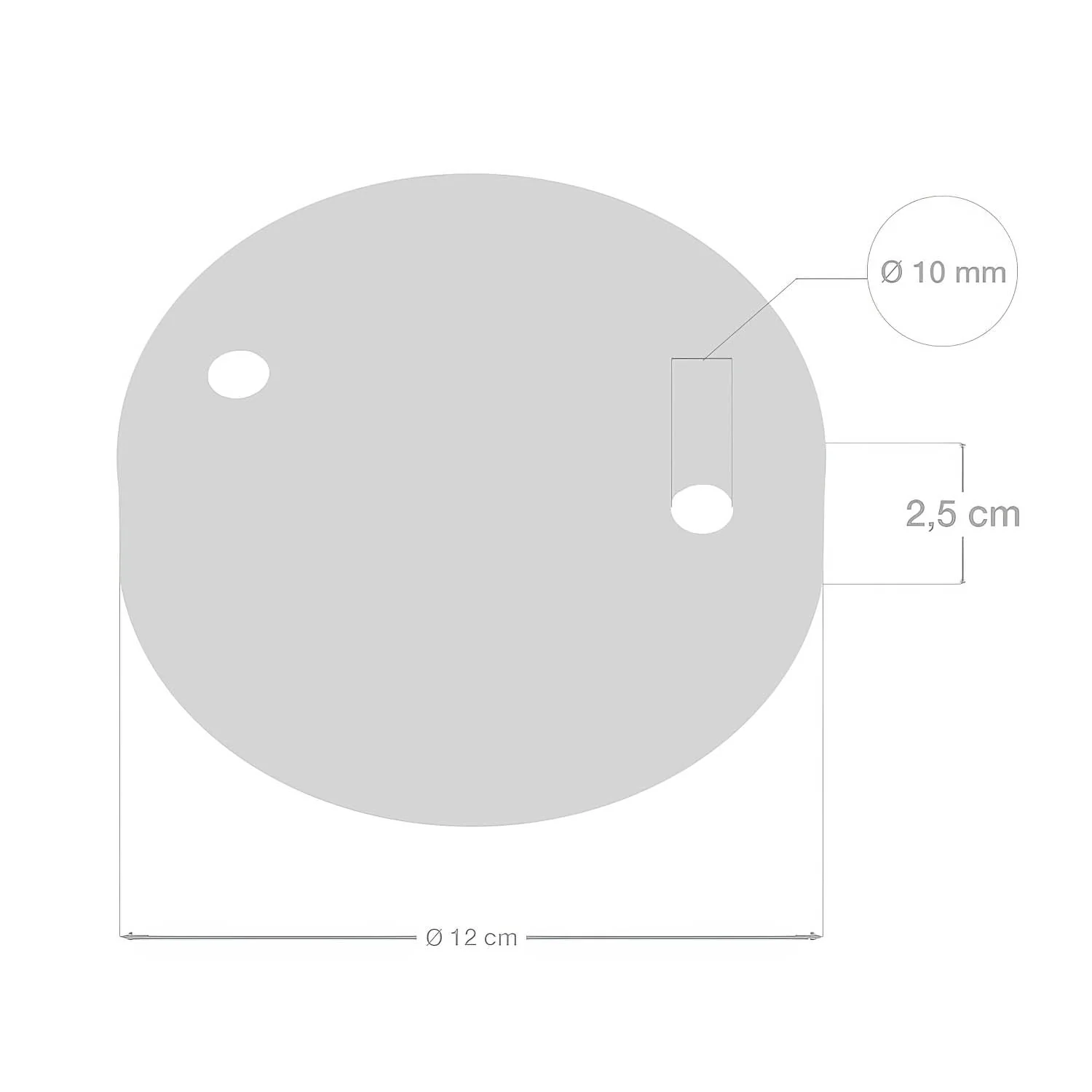 Cylindrical ceiling rose kit in metal with 2 holes - Glossy white - Image 5