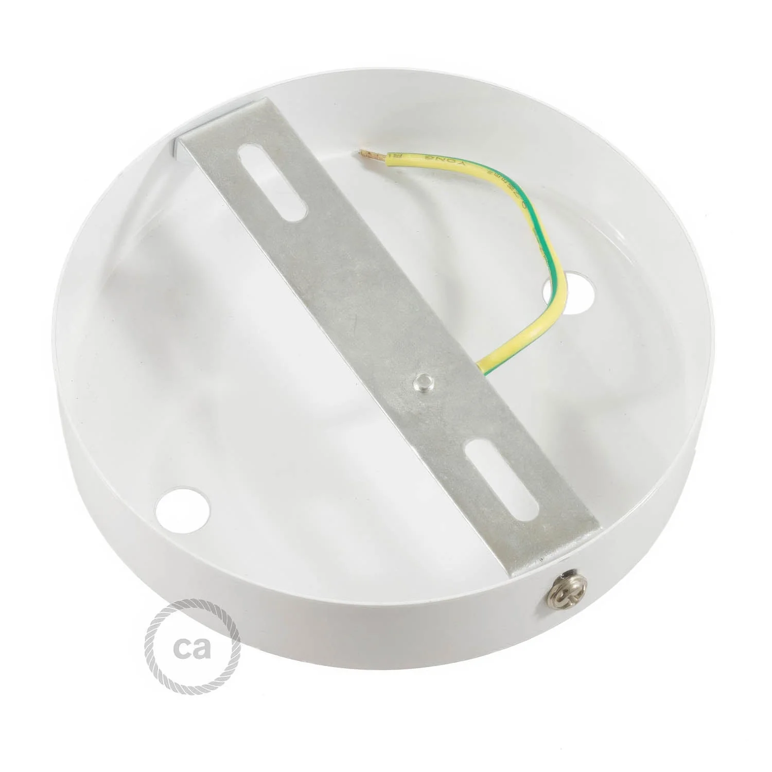 Cylindrical ceiling rose kit in metal with 2 holes - Glossy white - Image 9
