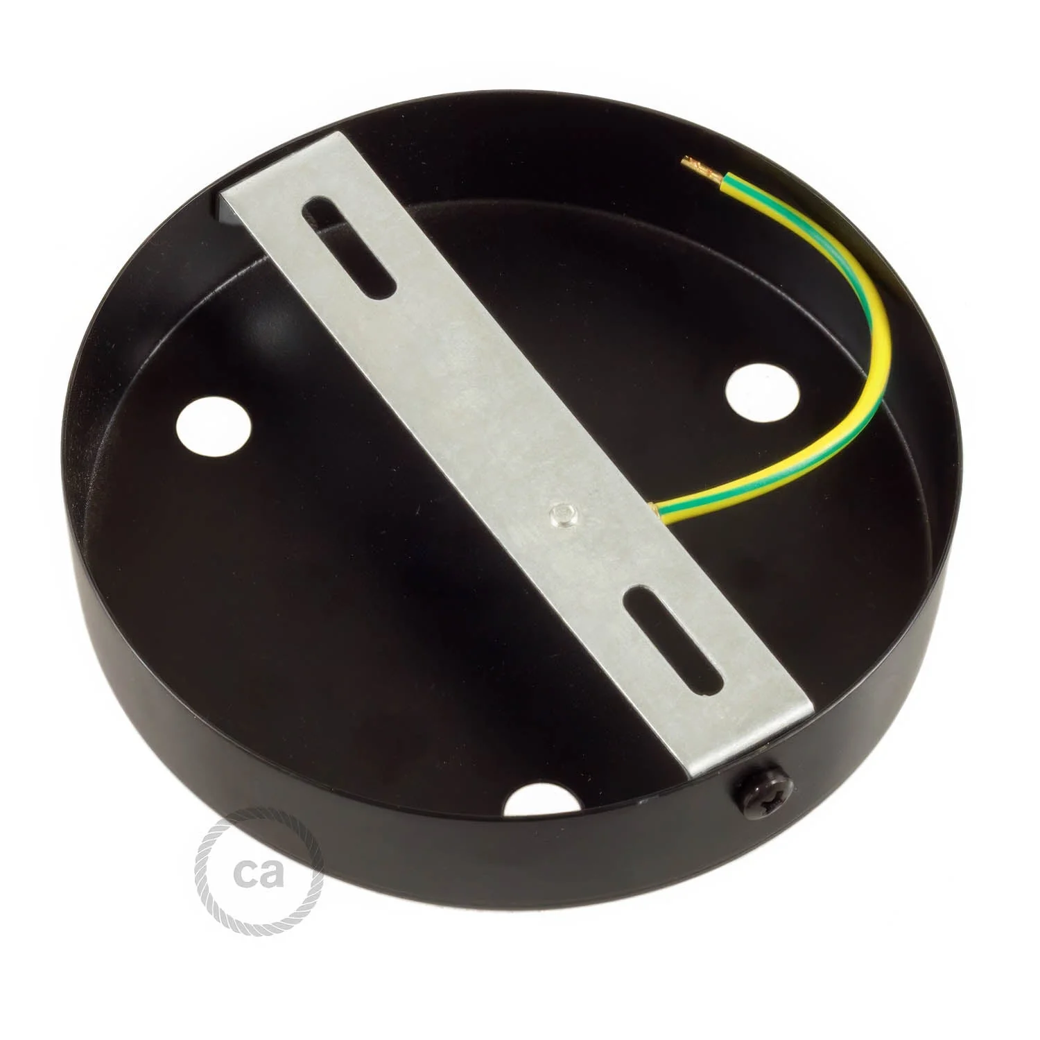 Cylindrical metal ceiling rose kit with 3 holes - Black - Image 4