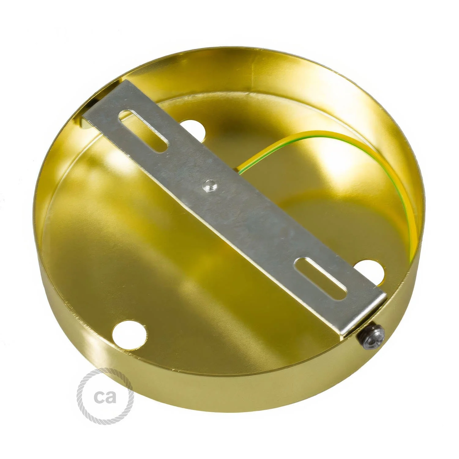 3-hole cylindrical metal ceiling rose kit - Brass - Image 9