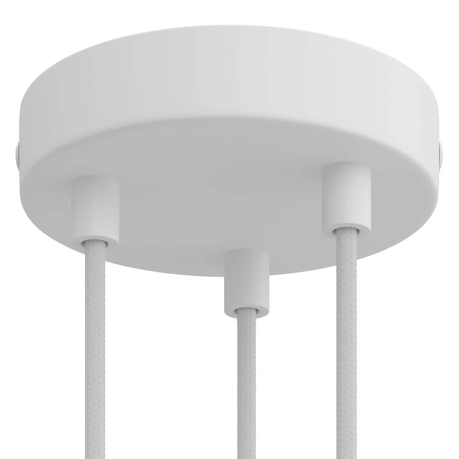 Cylindrical metal ceiling rose kit with 3 holes - Matt white - Image 6