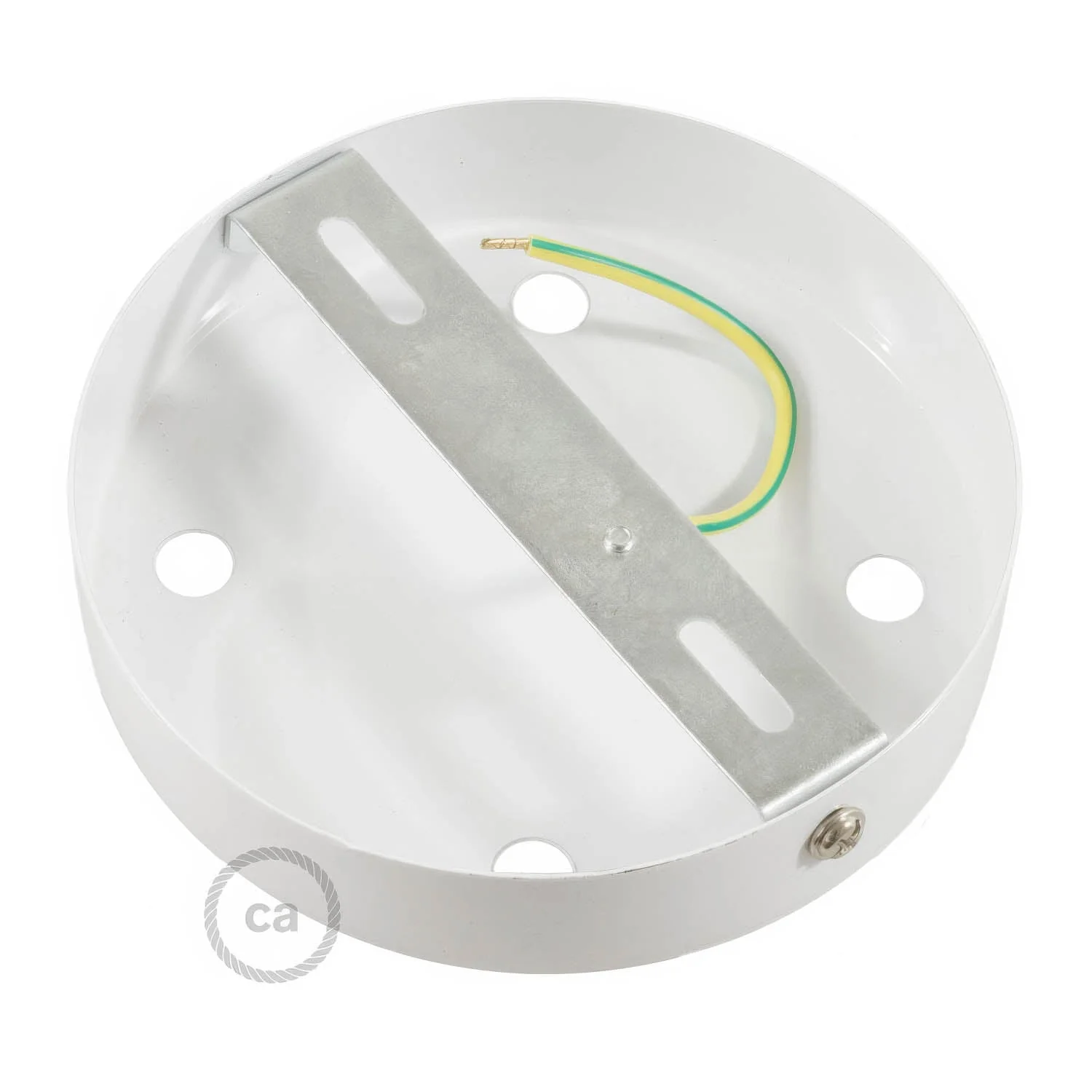 Cylindrical ceiling rose kit in metal with 4 holes - Glossy white - Image 9