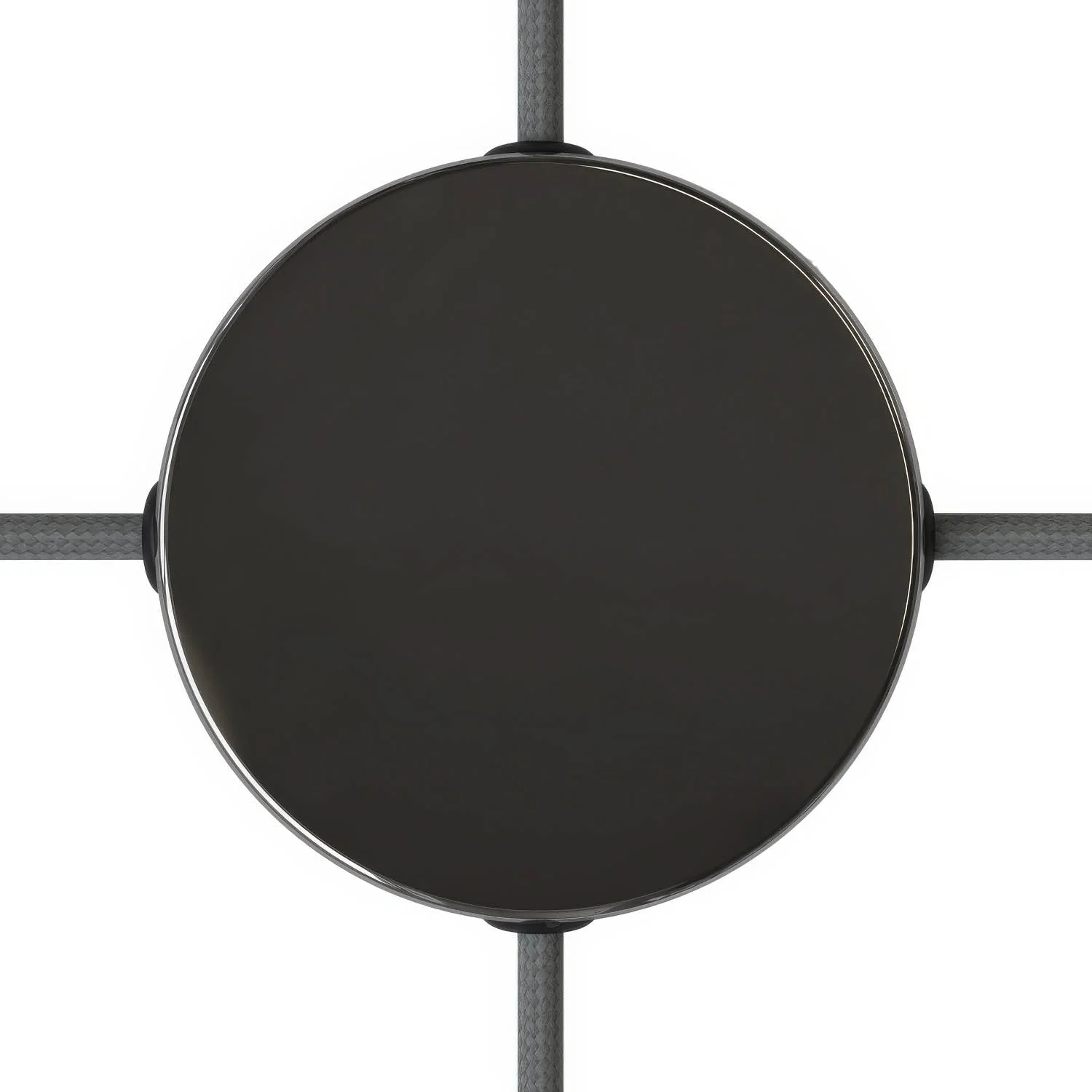 Cylindrical metal ceiling rose kit with 4 side holes (junction box) - Pearl black
