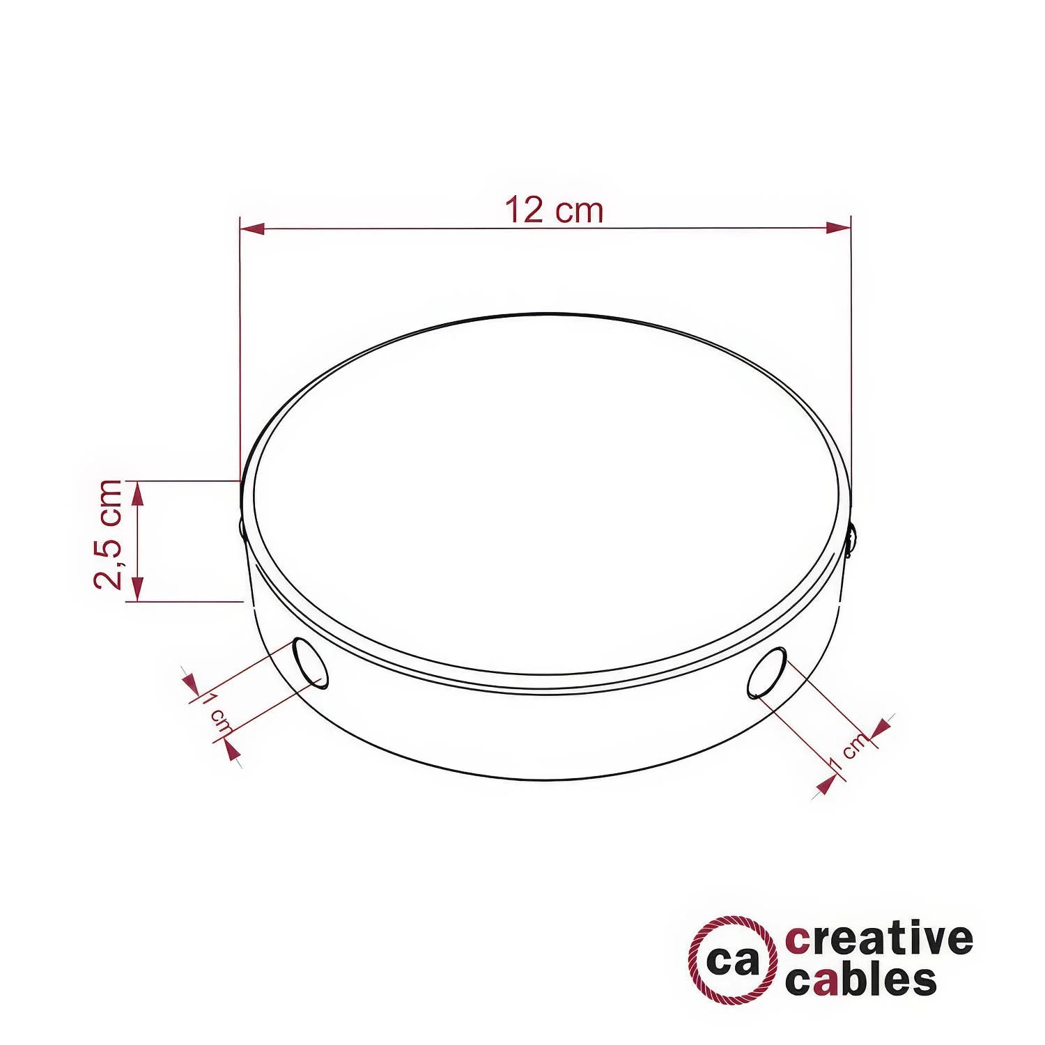 Cylindrical metal ceiling rose kit with 4 side holes (junction box) - Dark rust painted - Image 5