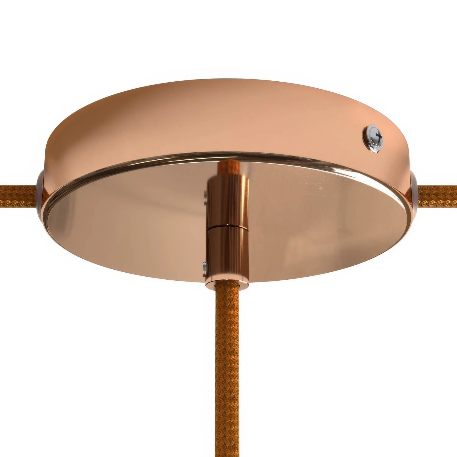 Cylindrical metal ceiling rose kit with 1 central hole and 2 side holes - Copper - Image 6