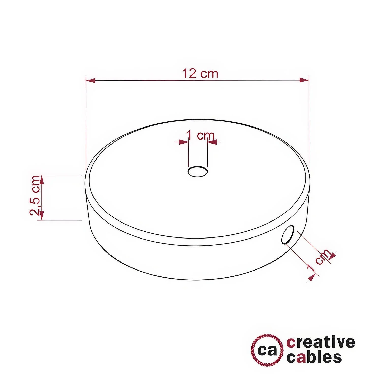 Cylindrical ceiling rose kit in metal with 1 central hole and 2 side holes - Satin titanium - Image 5