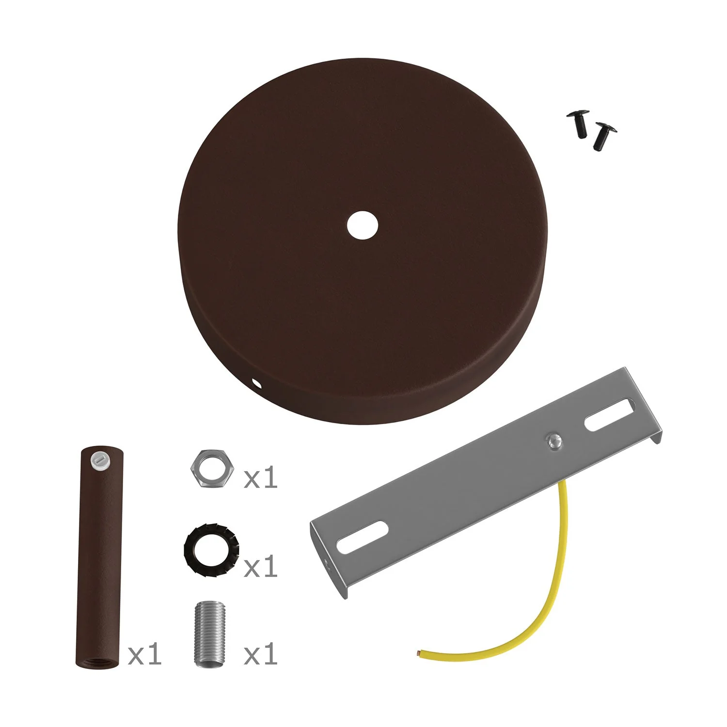 Cylindrical metal ceiling rose kit with 7 cm cable clamp – Dark rust painted - Image 3
