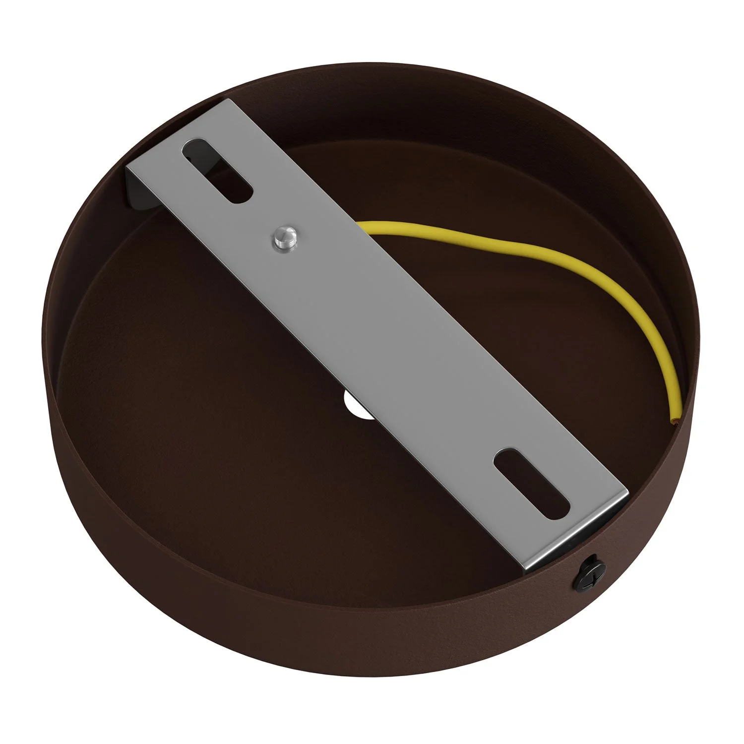 Cylindrical metal ceiling rose kit with 7 cm cable clamp – Dark rust painted - Image 4