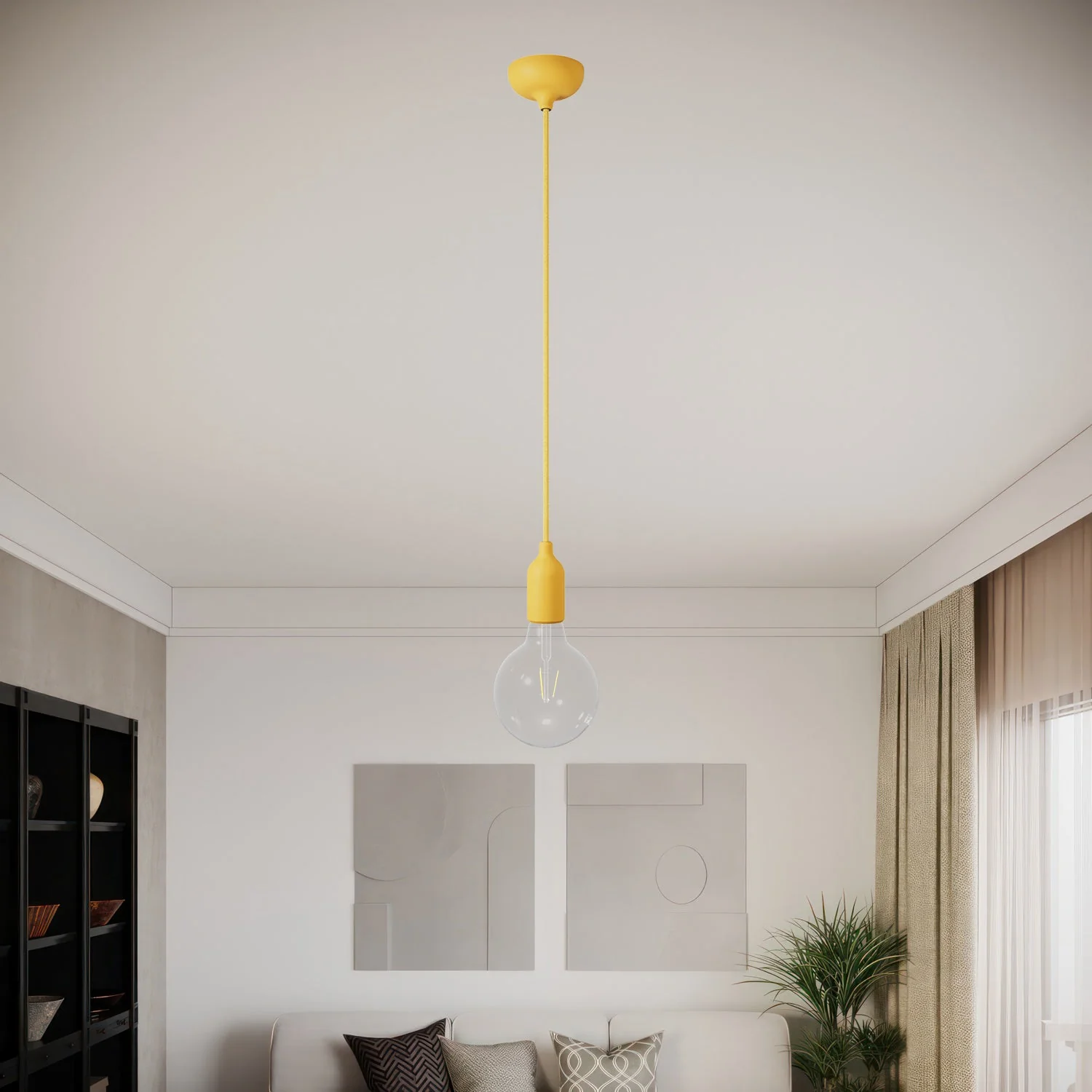 Silicone ceiling rose kit with central hole and provision for side hole - Yellow - Image 6