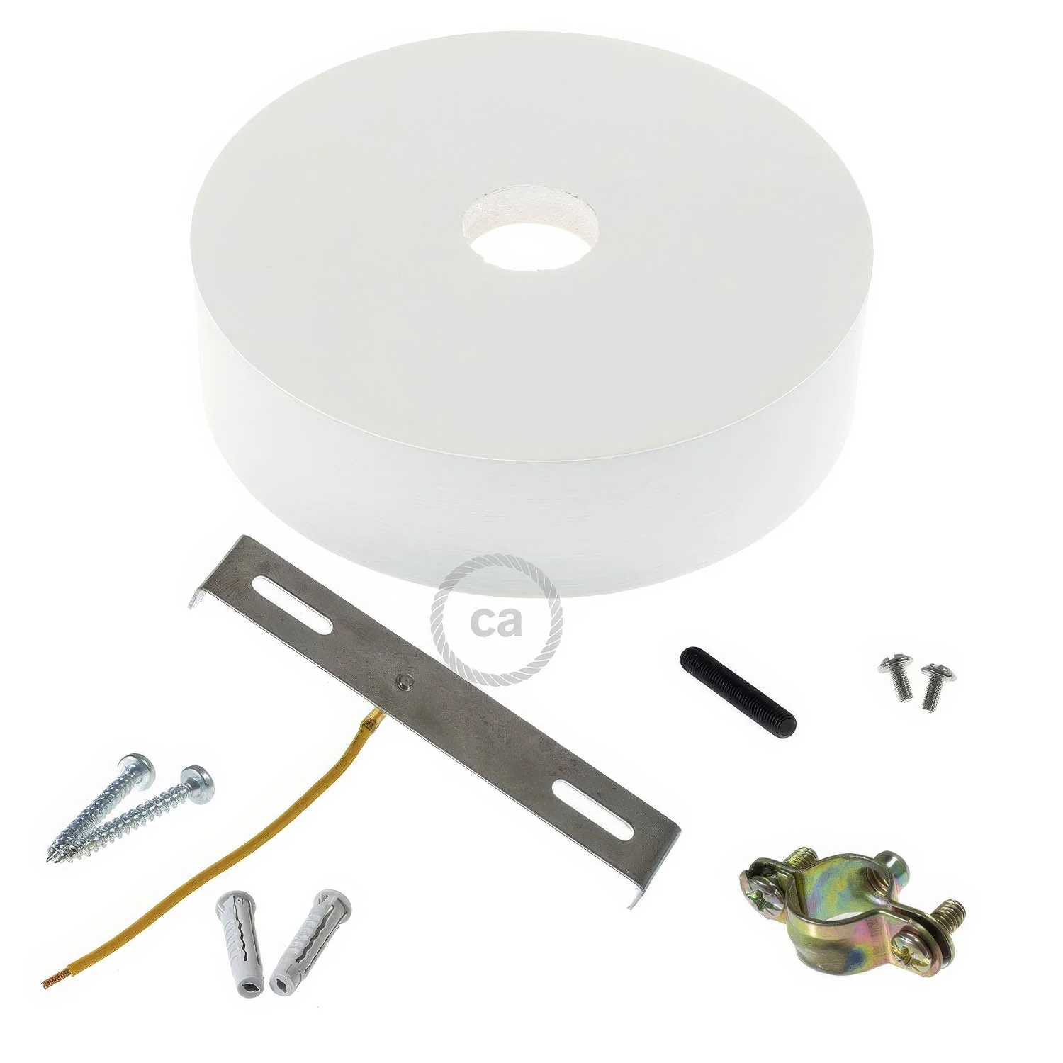 Wooden ceiling rose kit for 2XL cord - White - Image 2