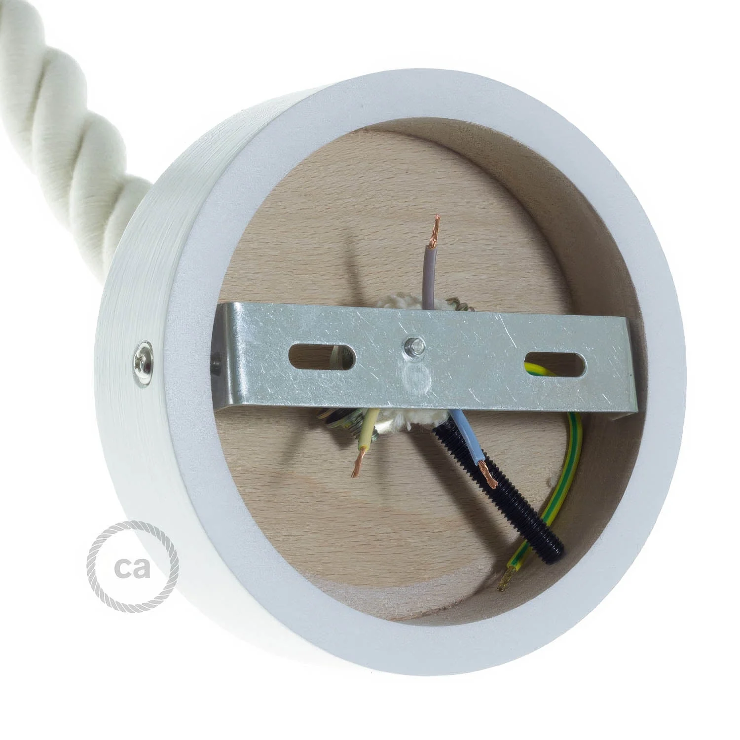 Wooden ceiling rose kit for 2XL cord - White - Image 3