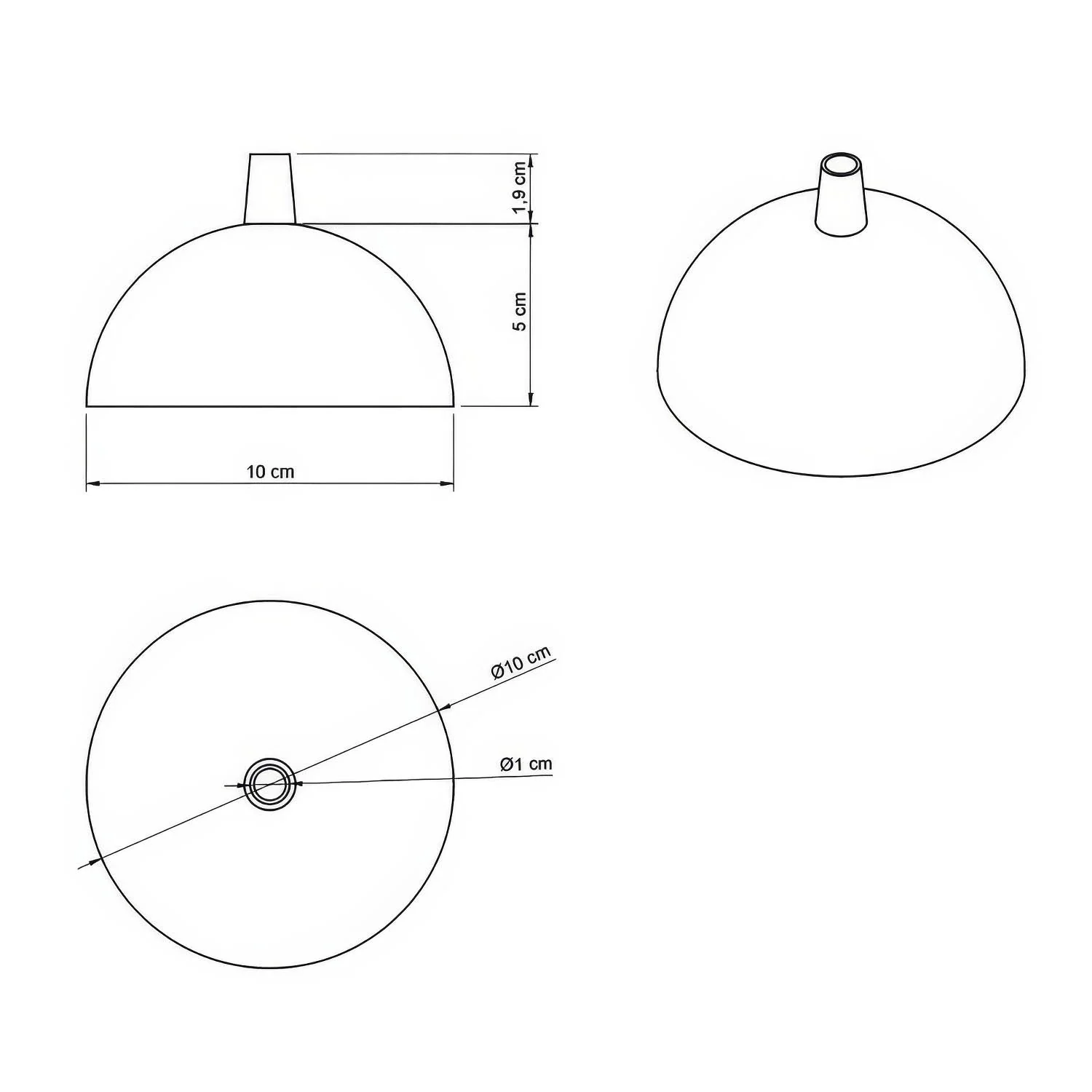 Hemispherical ceiling rose kit in painted metal – Red - Image 4