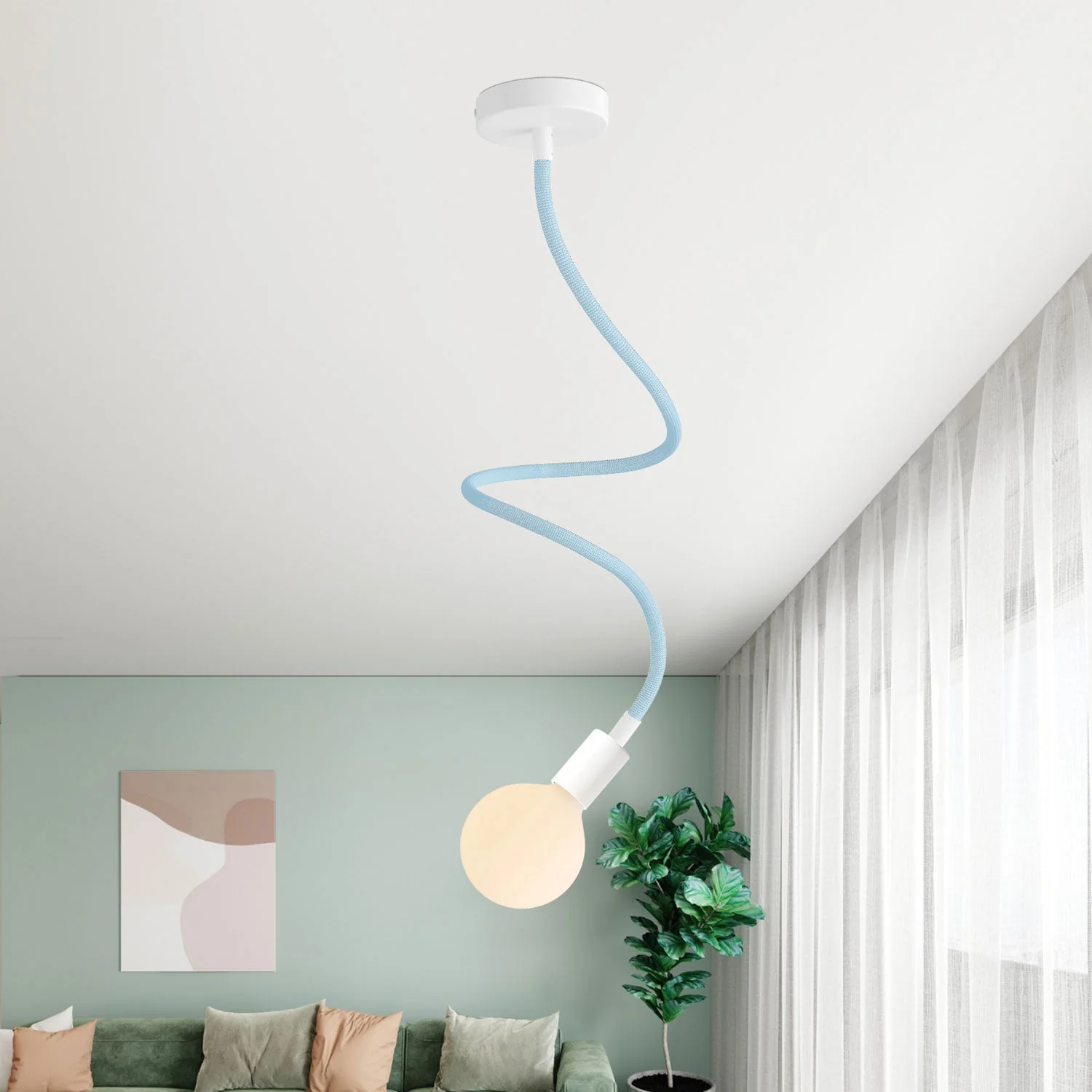 Creative Flex kit, flexible tube covered in RM76 Sugar Paper Blue fabric with metal terminals - Image 10