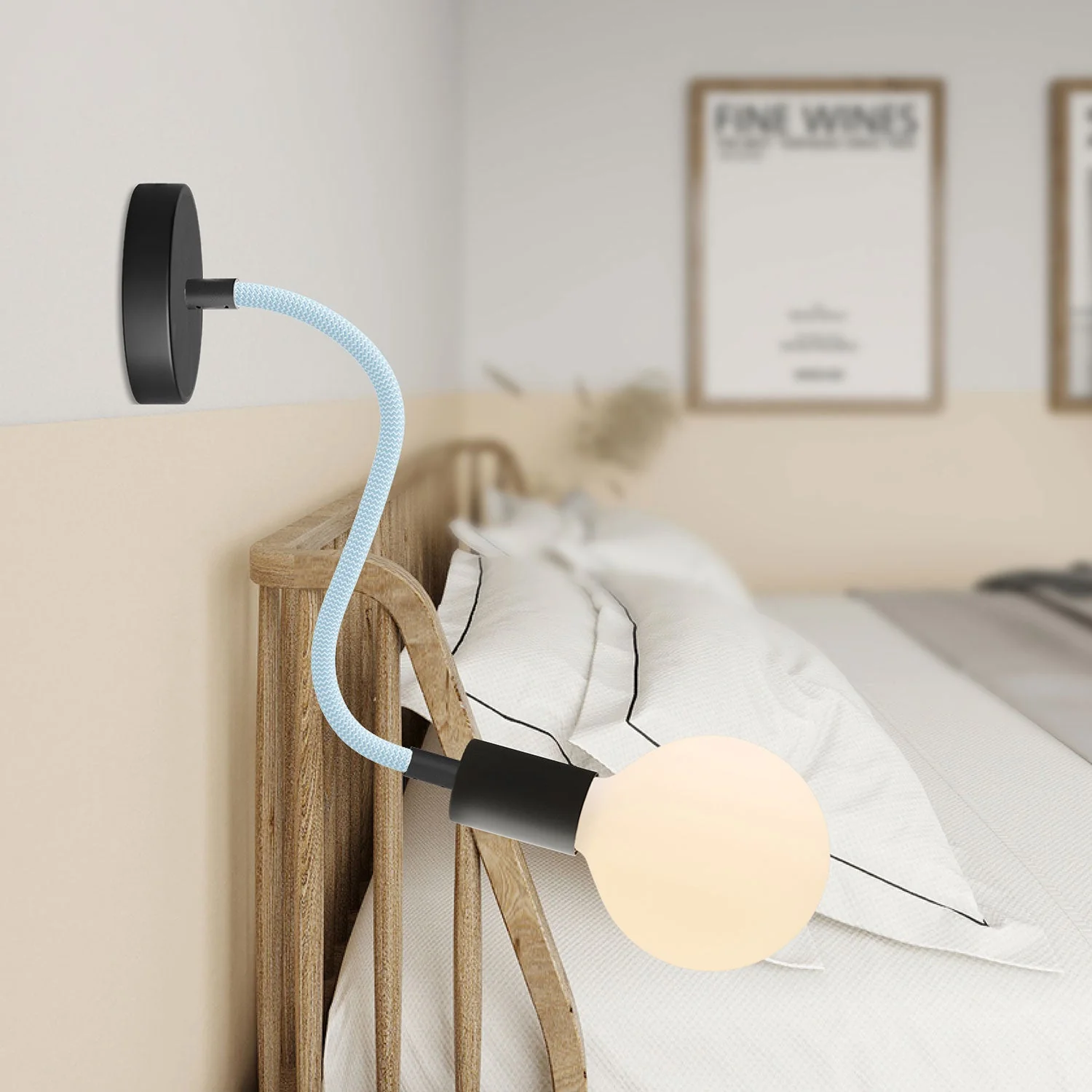Creative Flex kit, flexible tube covered in RM76 Sugar Paper Blue fabric with metal terminals - Image 13